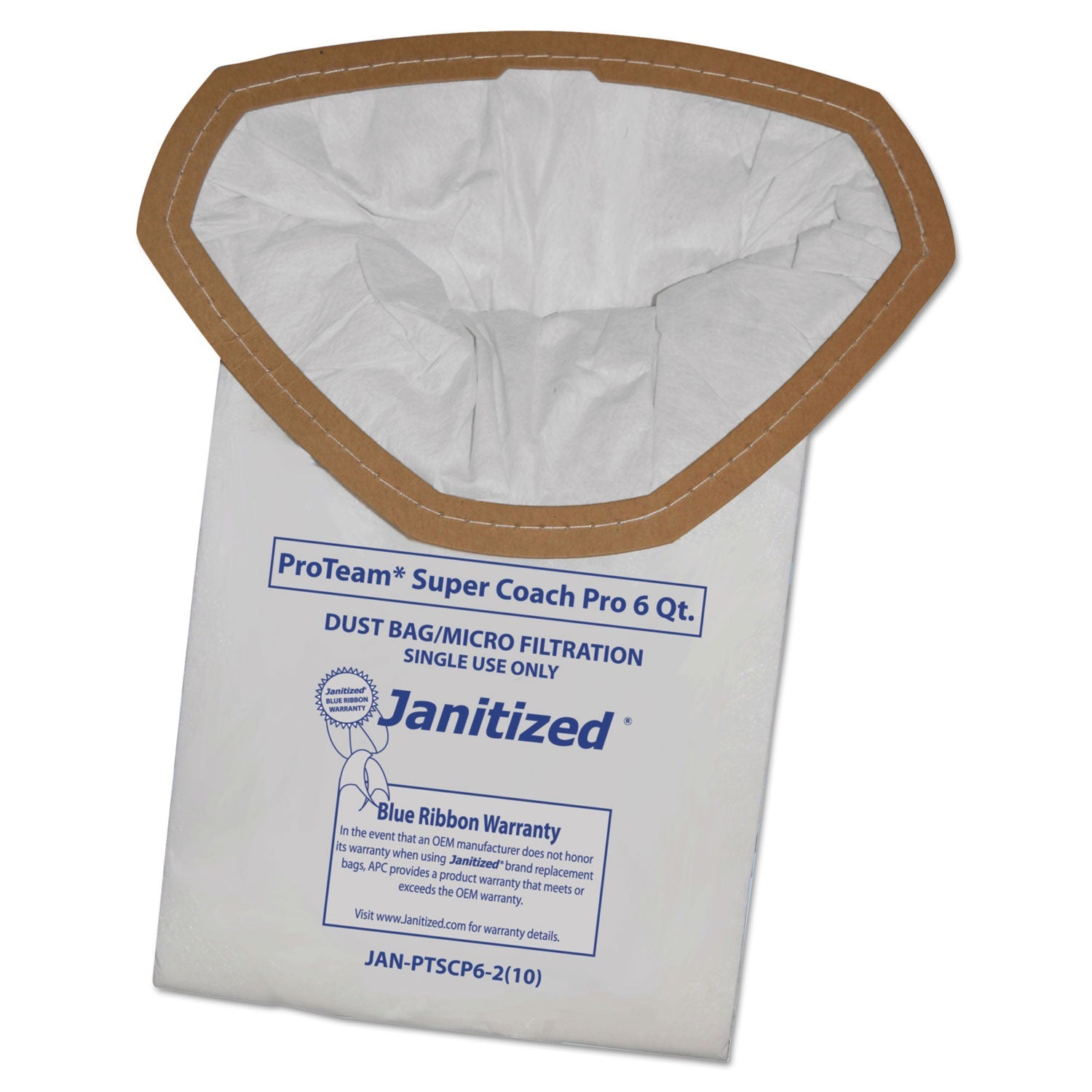 Janitized® Vacuum Filter Bags Designed to Fit ProTeam Super Coach Pro 6/GoFree Pro, 100/Carton