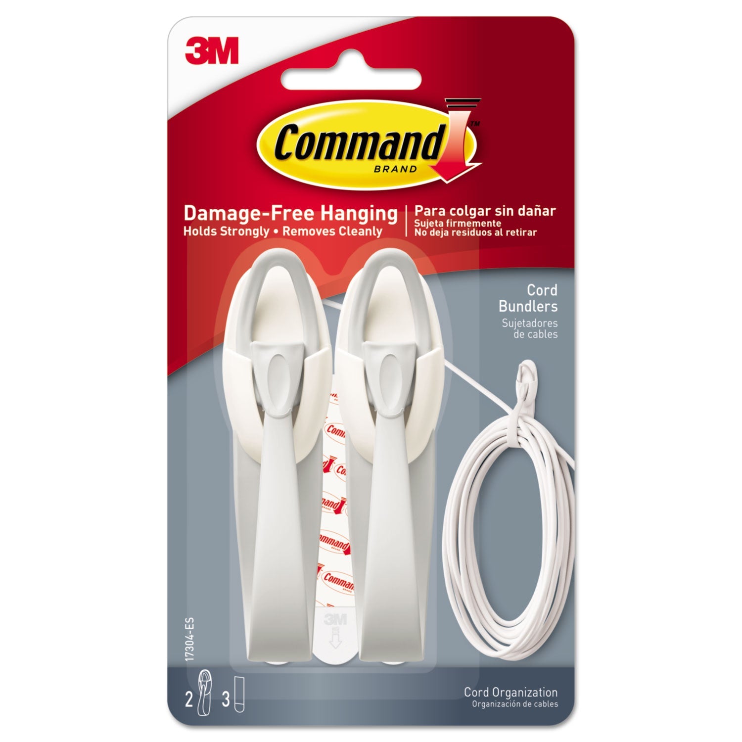 Command™ Cable Bundler, White, 2/pack