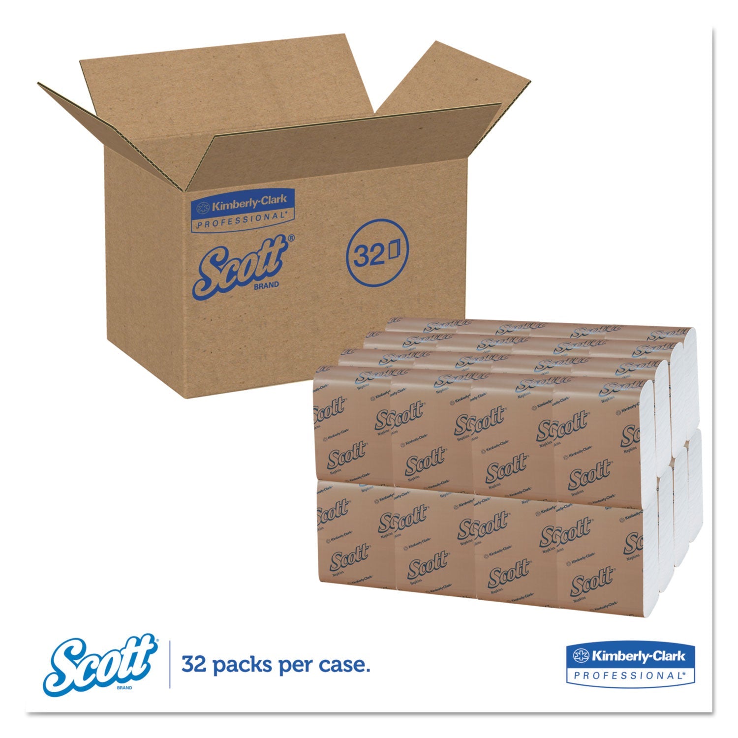 Scott® Low-Fold Dispenser Napkins, 1-Ply, 12" X 7", White, 250/pack, 32 Packs/carton