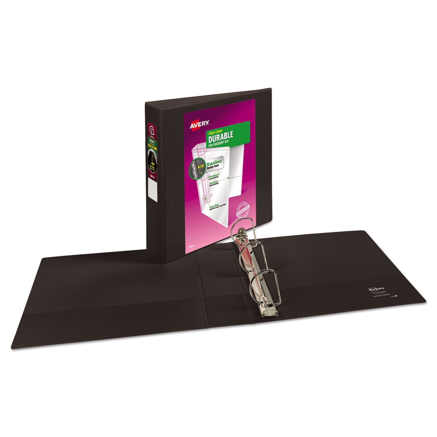 Avery® Durable View Binder With Durahinge And Slant Rings, 3 Rings, 2" Capacity, 11 X 8.5, Black