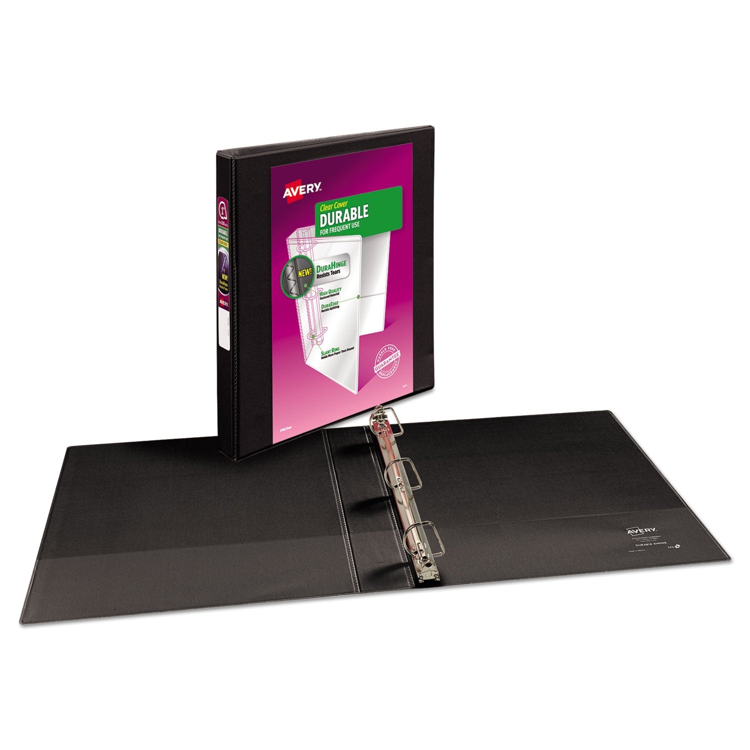 Avery® Durable View Binder With Durahinge And Slant Rings, 3 Rings, 1" Capacity, 11 X 8.5, Black