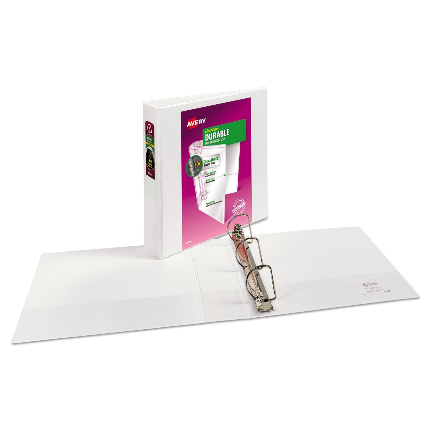 Avery® Durable View Binder With Durahinge And Slant Rings, 3 Rings, 2" Capacity, 11 X 8.5, White