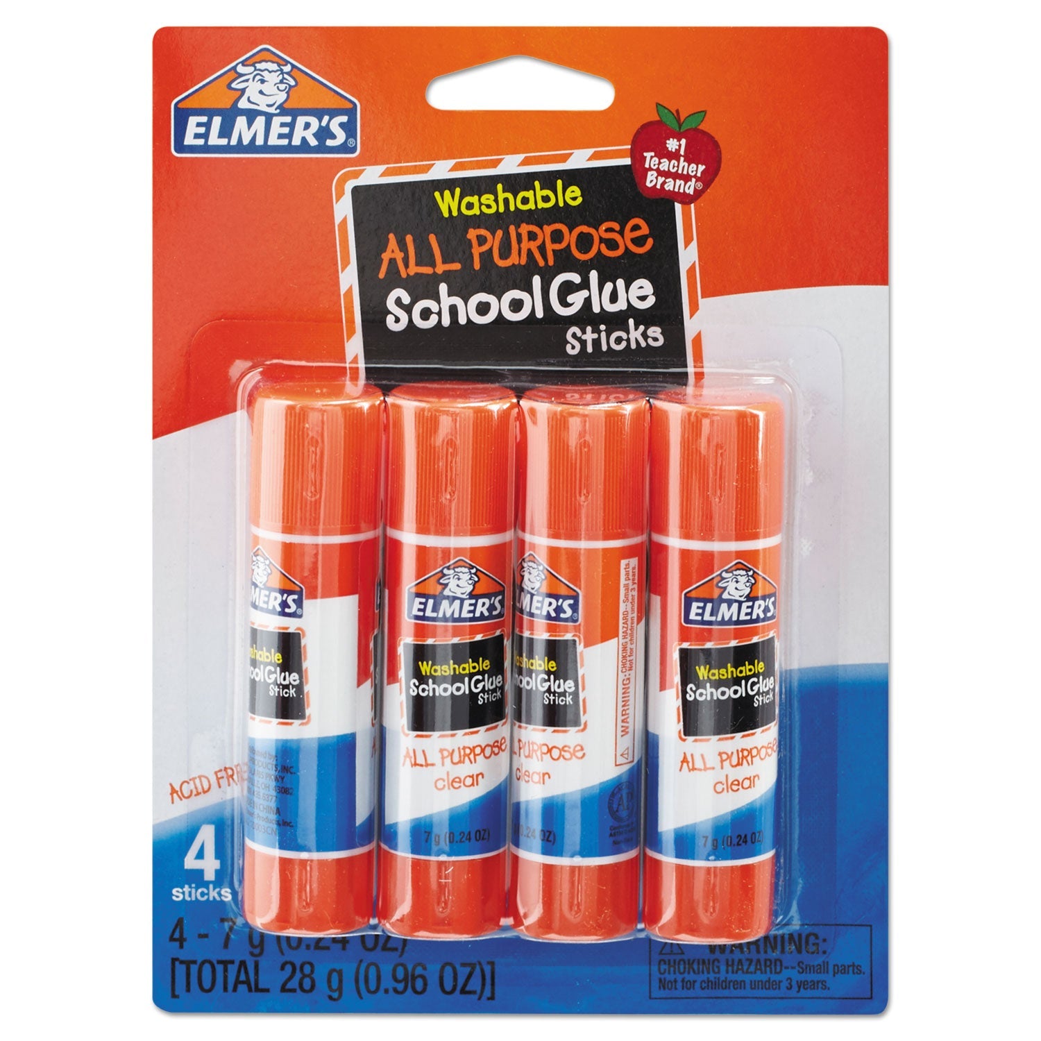 Washable School Glue Sticks | Clear | 4-Pack