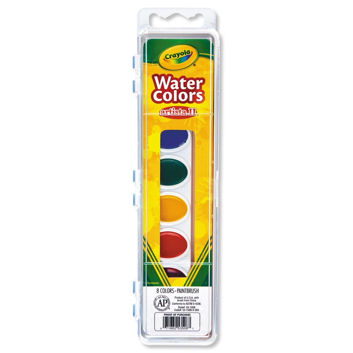 Crayola® Artista Ii 8-Color Watercolor Set, 8 Assorted Colors, Palette Tray