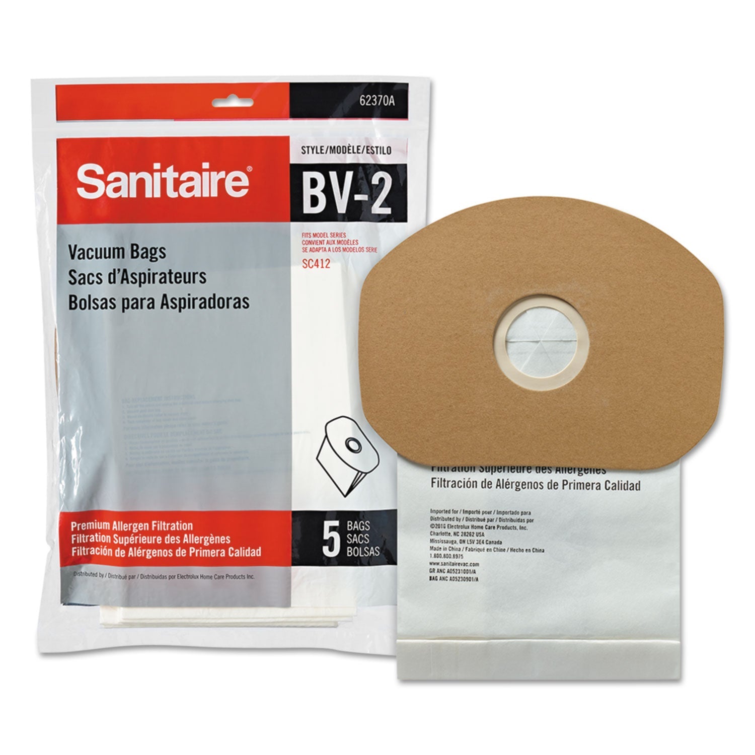 Sanitaire® Disposable Dust Bags for Sanitaire Commercial Backpack Vacuum, 5/Pack