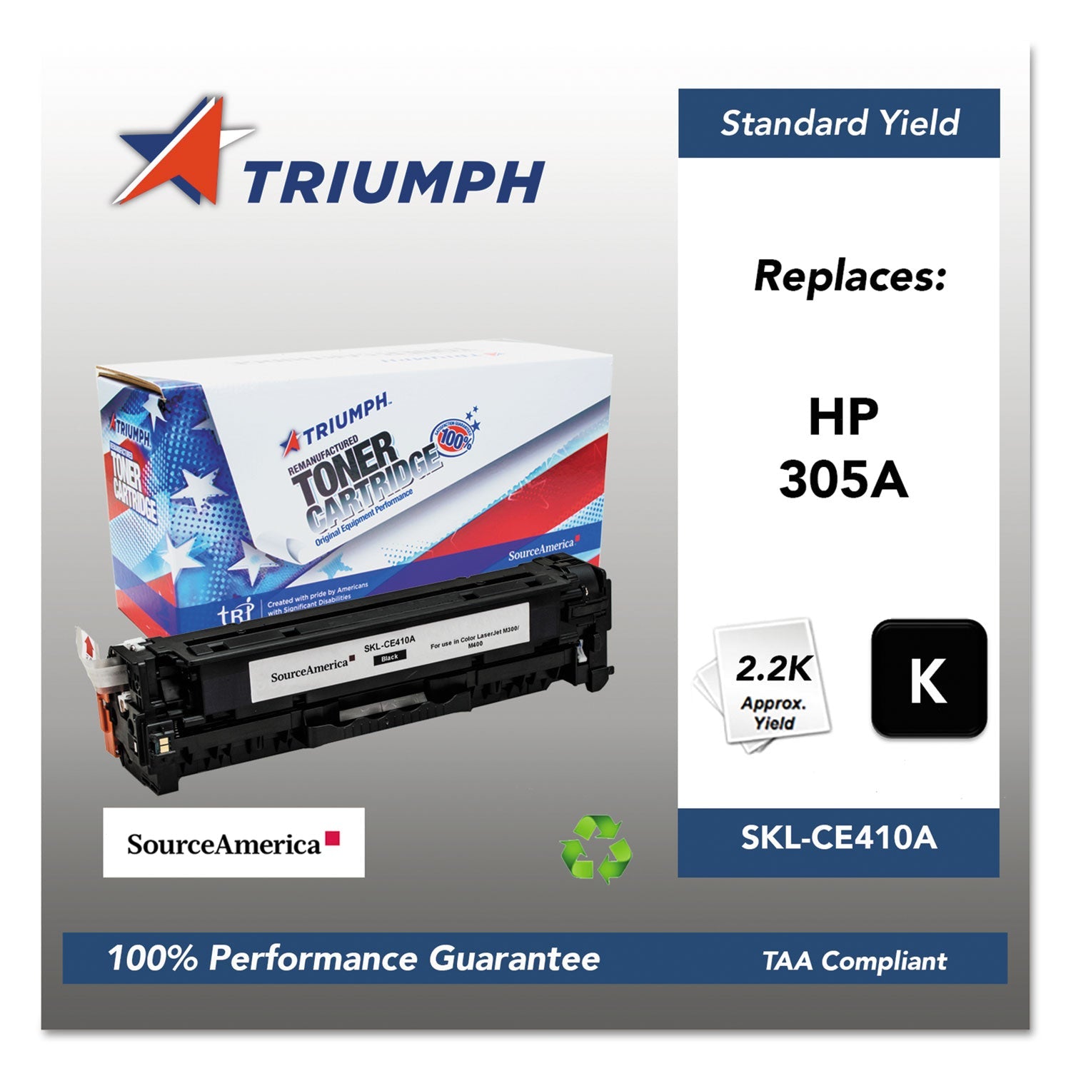 Triumph™ 751000nsh1283 Remanufactured Ce410a (305a) Toner, 2,200 Page-Yield, Black