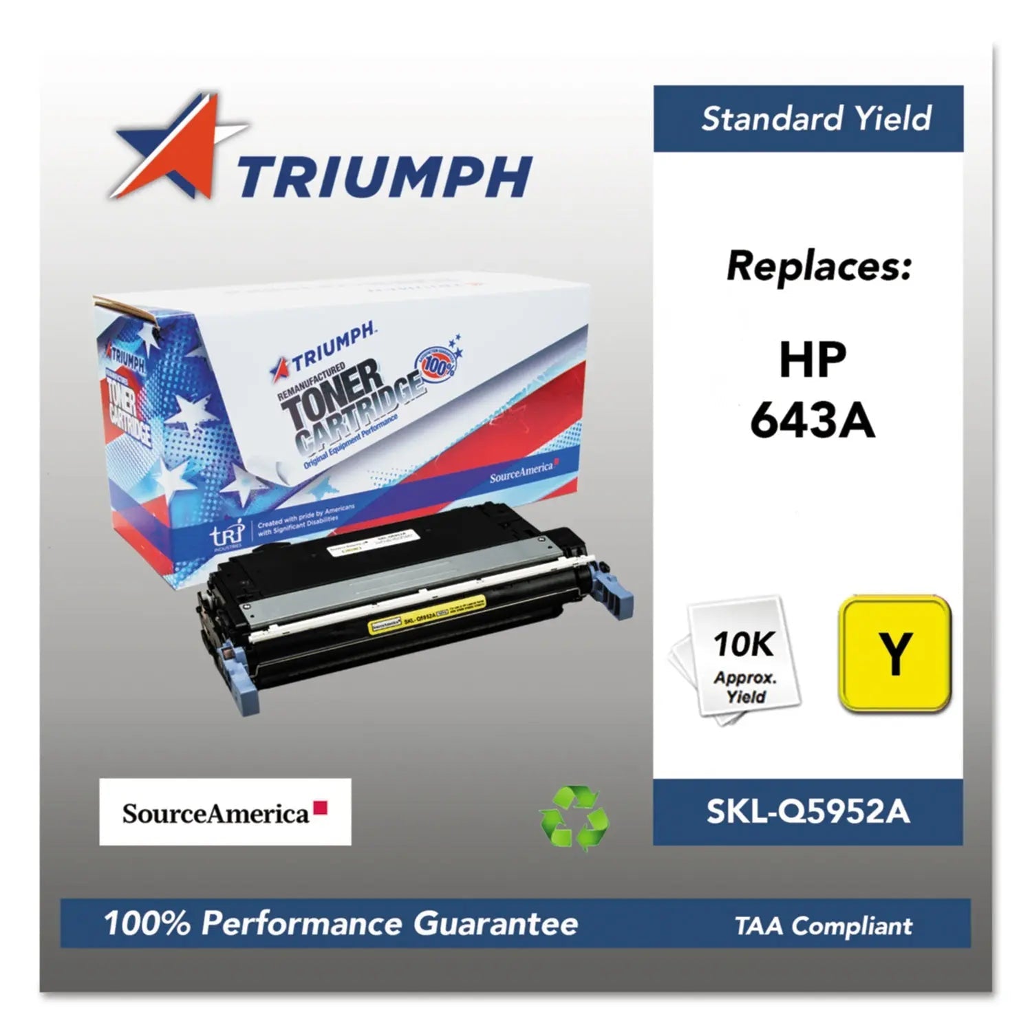 Triumph™ 751000nsh0285 Remanufactured Q5952a (643a) Toner, 10,000 Page-Yield, Yellow