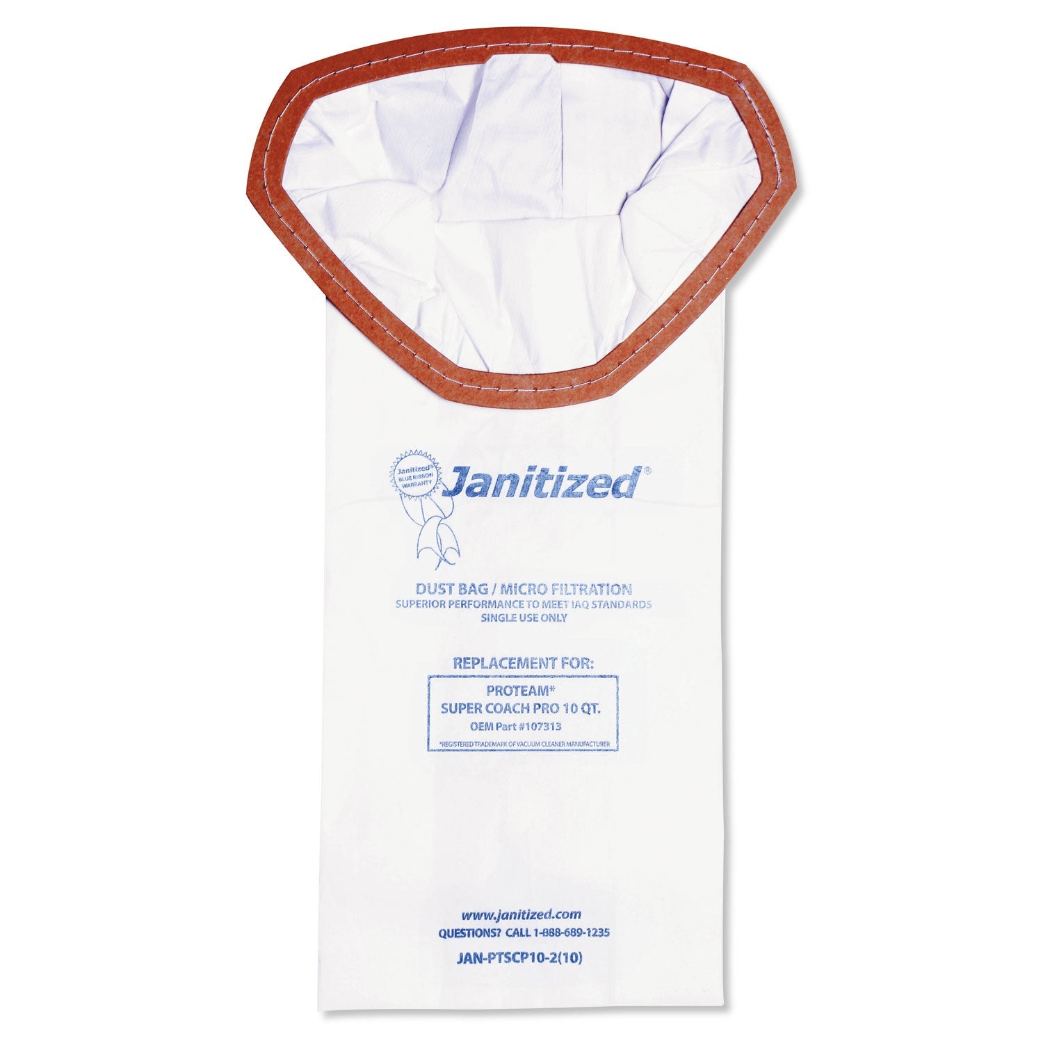 Janitized® Vacuum Filter Bags Designed to Fit ProTeam Super Coach Pro 10, 100/Carton