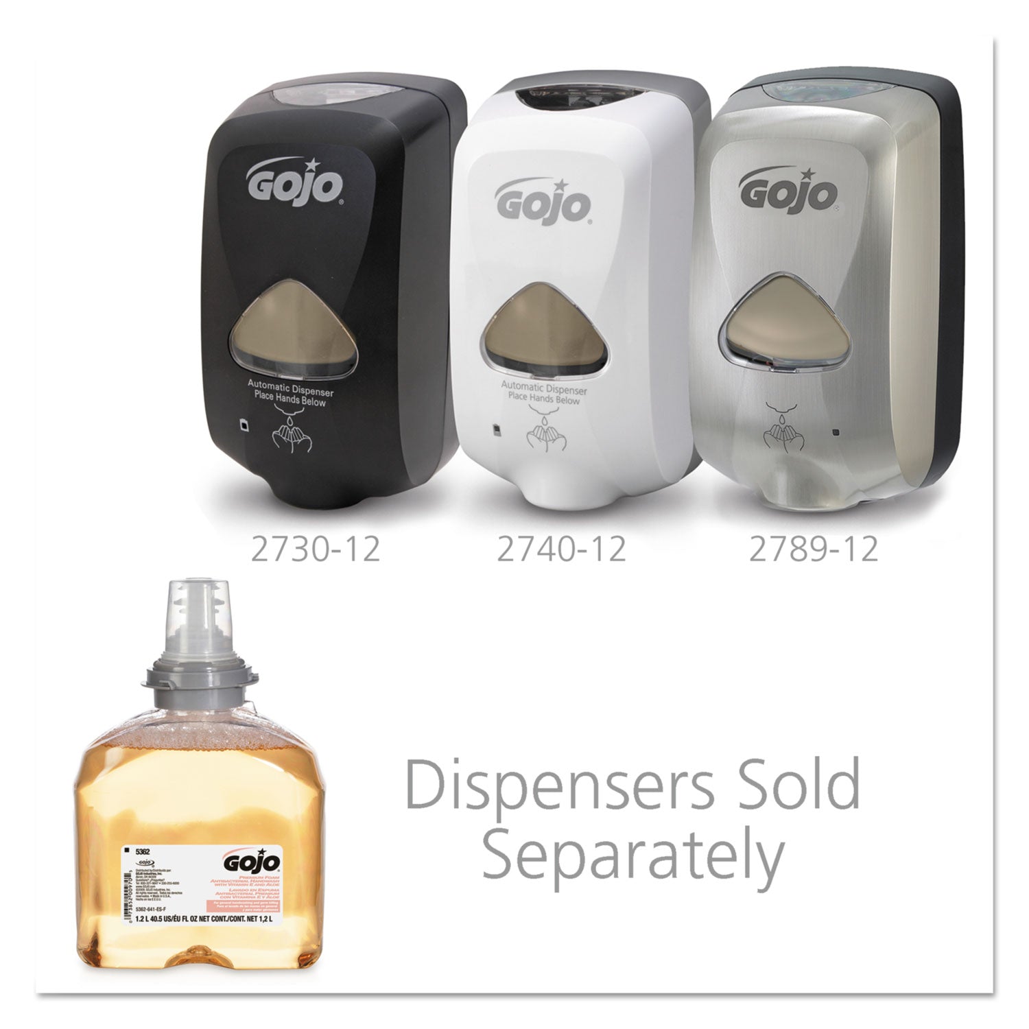 GOJO® TFX Premium Foam Antibacterial Hand Wash, Refill for GOJO TFX Touch-Free Dispenser, Fresh Fruit Scent, 1,200 mL, 2/Carton