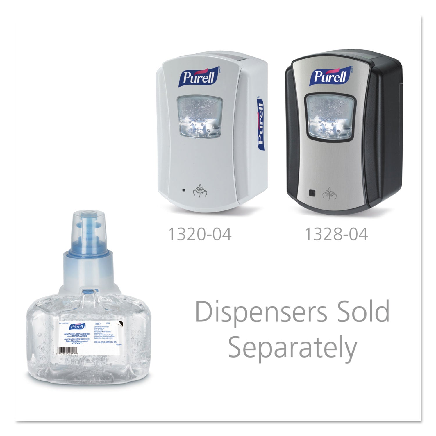 PURELL® Advanced Hand Sanitizer Green Certified Gel Refill, For LTX-7 Dispensers, 700 mL, Fragrance-Free, 3/Carton