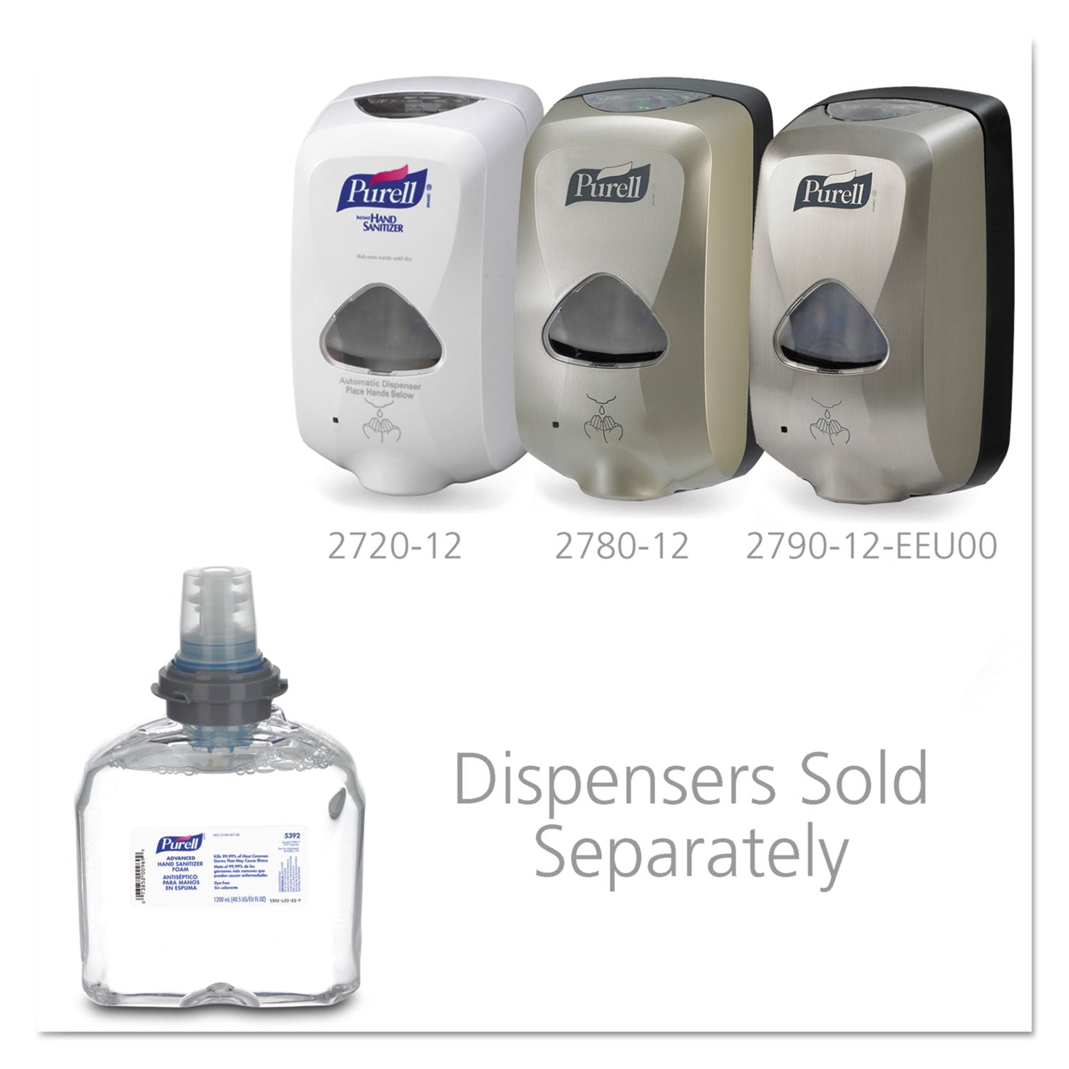 PURELL® Advanced Hand Sanitizer TFX Refill, Foam, 1,200 mL, Unscented, 2/Carton