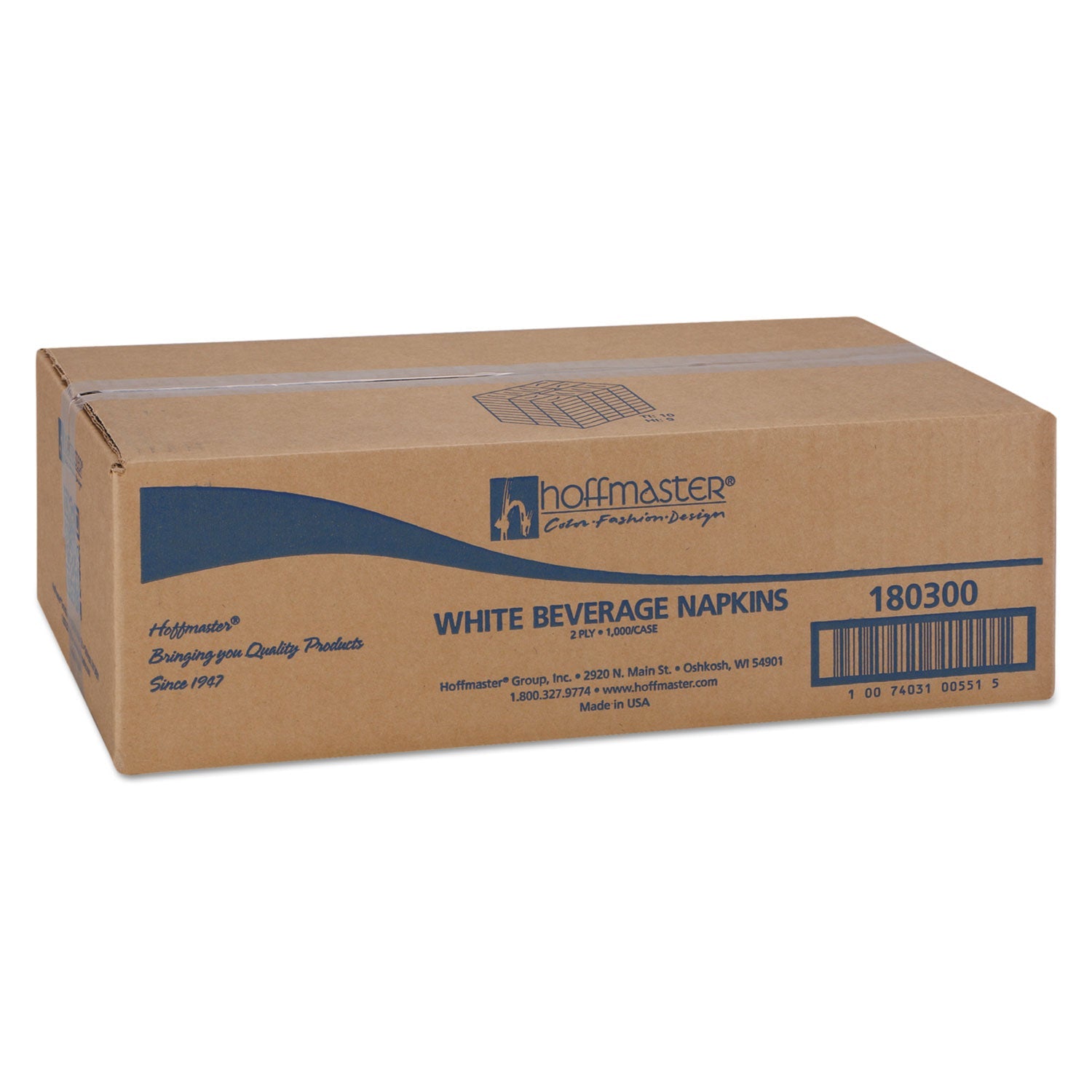 Hoffmaster® Beverage Napkins, 2-Ply 9 1/2 X 9 1/2, White, Embossed, 1000/carton