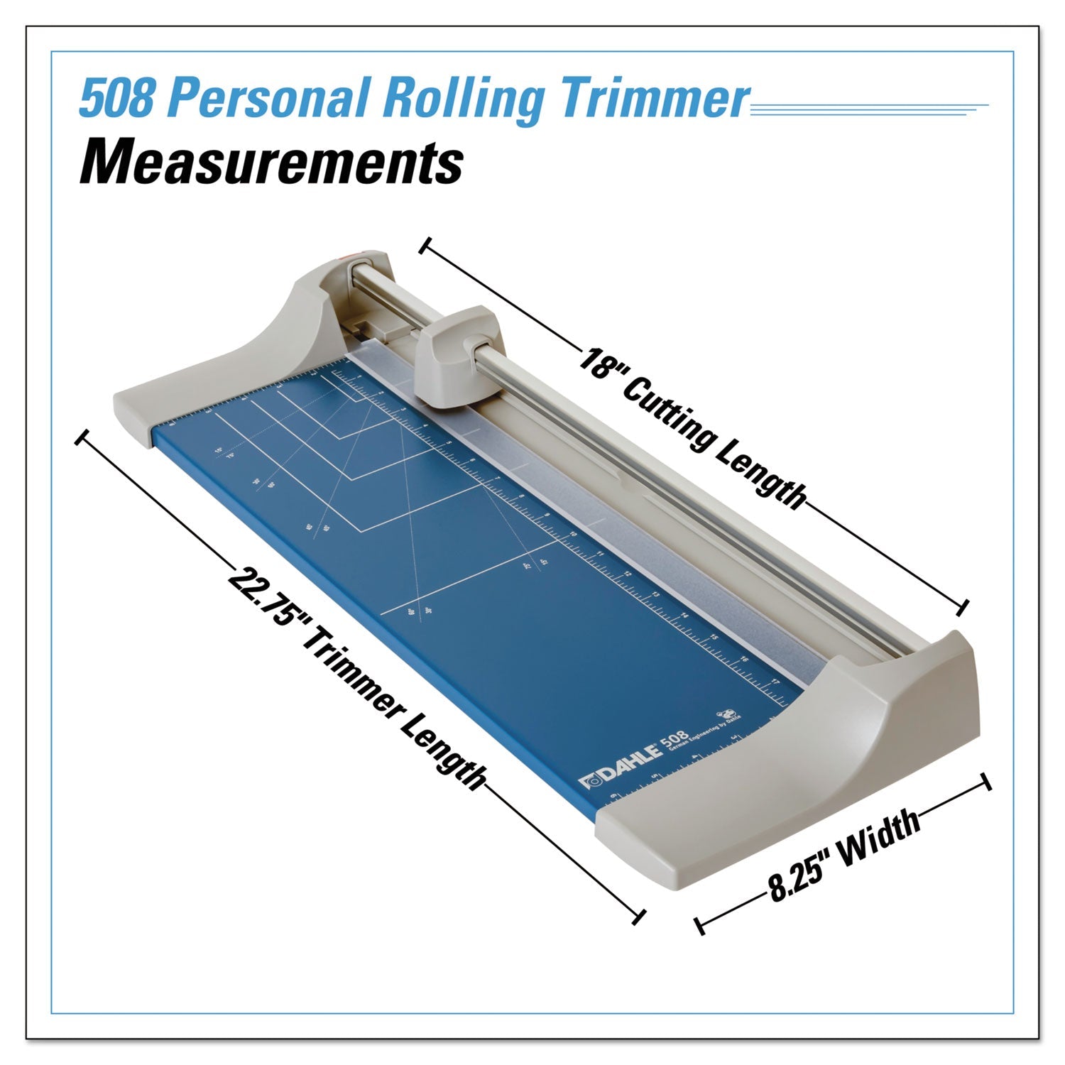 Dahle® Rolling/rotary Paper Trimmer/cutter, 7 Sheets, 18" Cut Length, Metal Base, 8.25 X 22.88