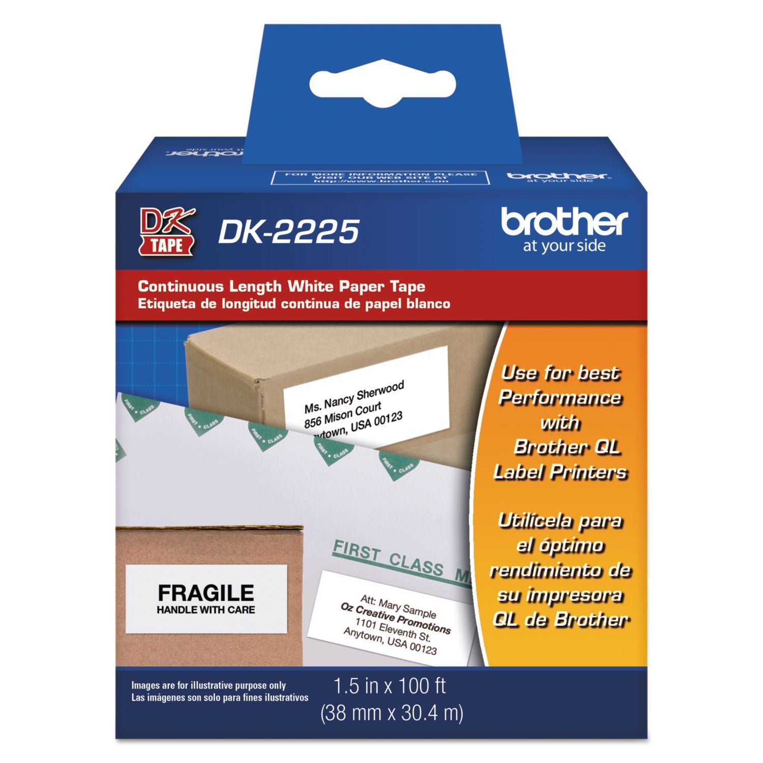 Continuous Paper Label Tape | 1.5"x100' | White