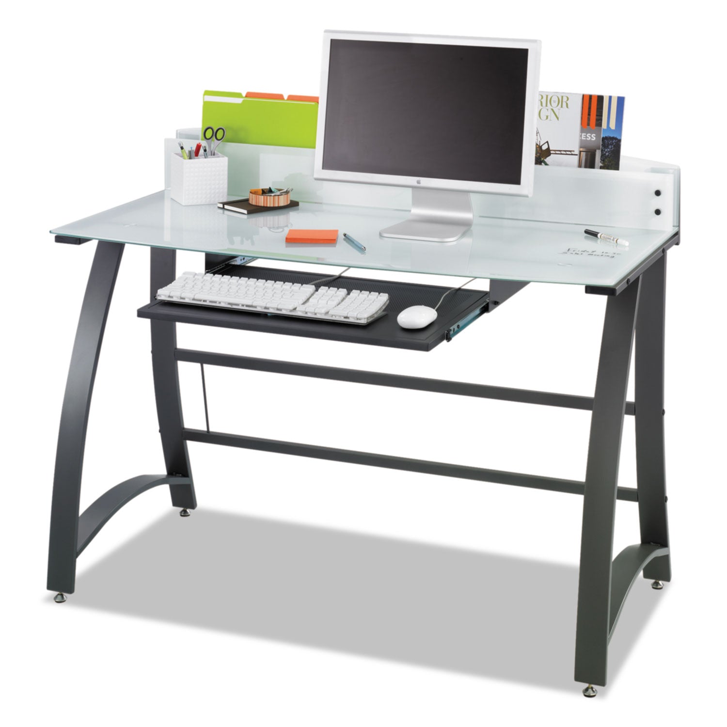 Safco® Xpressions 47" Computer Desk, 47" X 23" X 37", Frosted/black