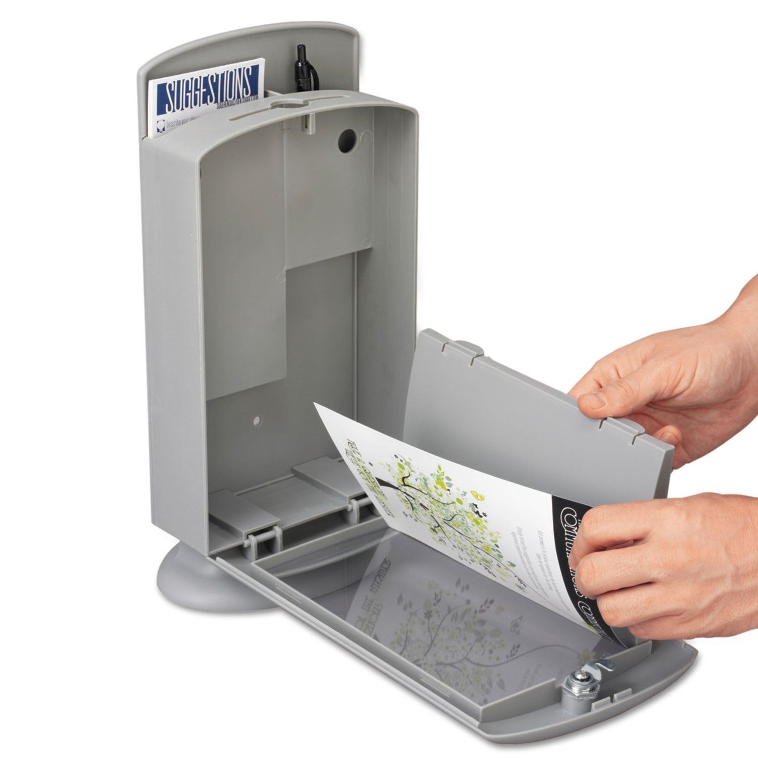 Safco® Customizable Plastic Suggestion Box, 7 x 5 x 14.5, Light Gray