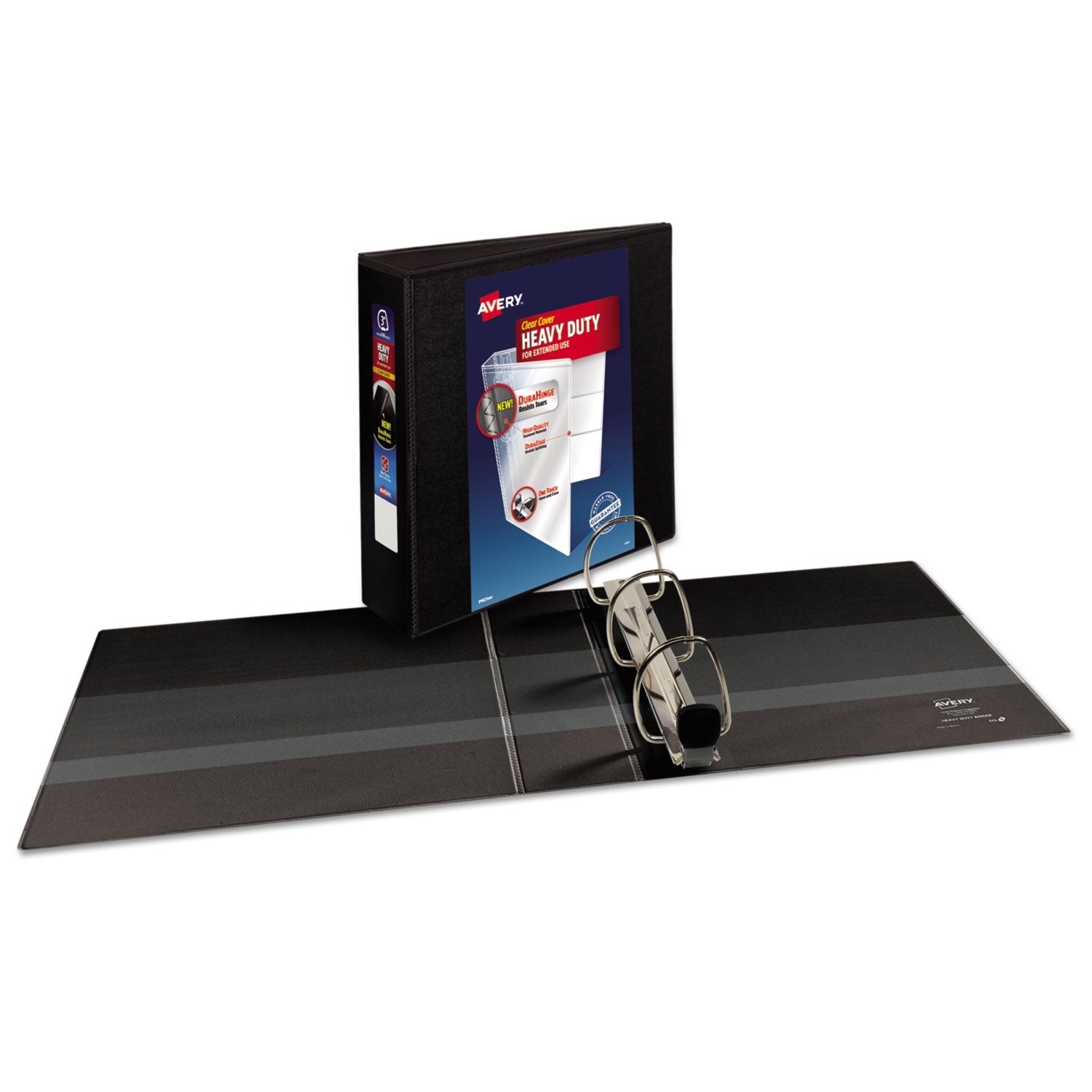 Avery® Heavy-Duty View Binder With Durahinge And Locking One Touch Ezd Rings, 3 Rings, 3" Capacity, 11 X 8.5, Black