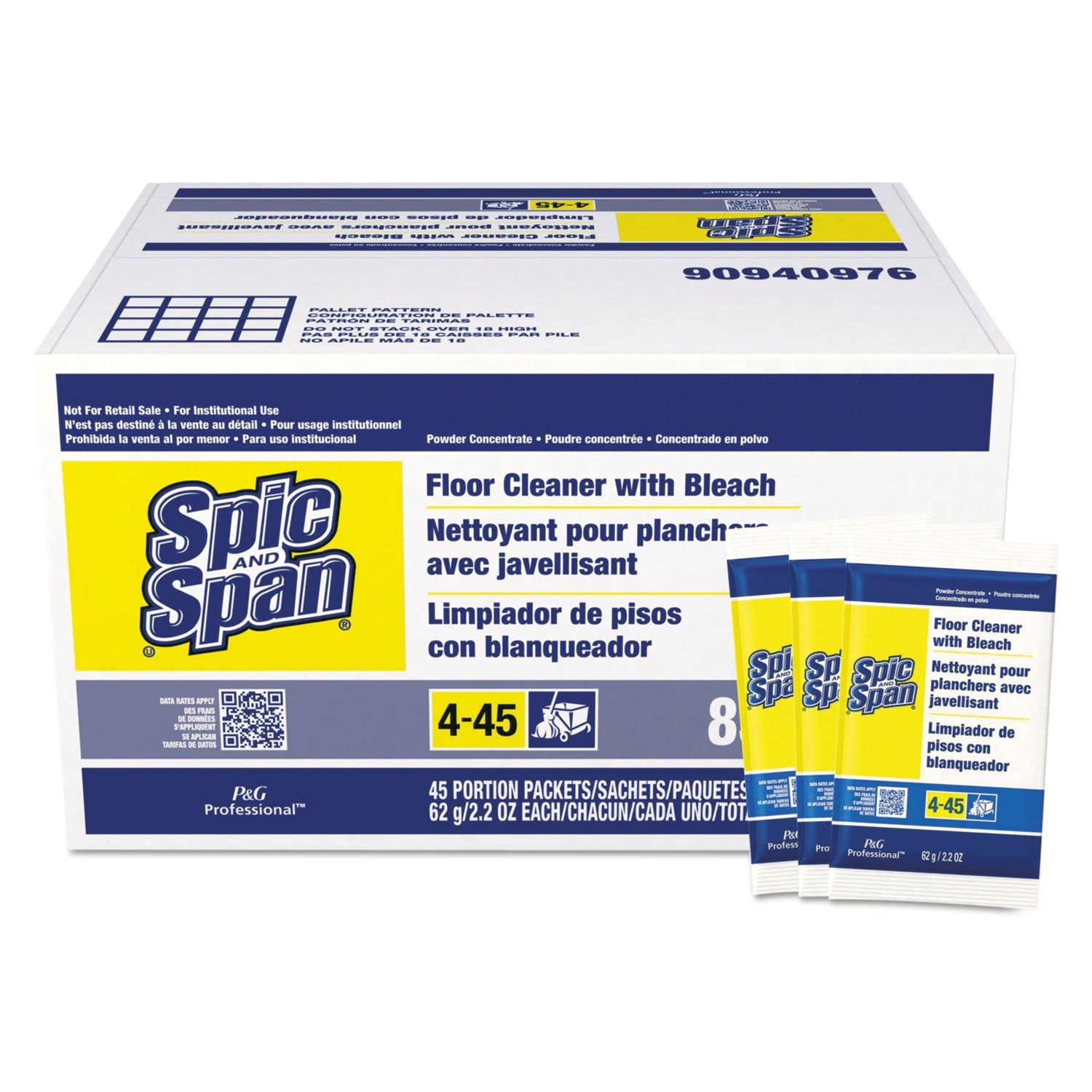 Spic and Span® Bleach Floor Cleaner Packets, 2.2oz Packets, 45/carton