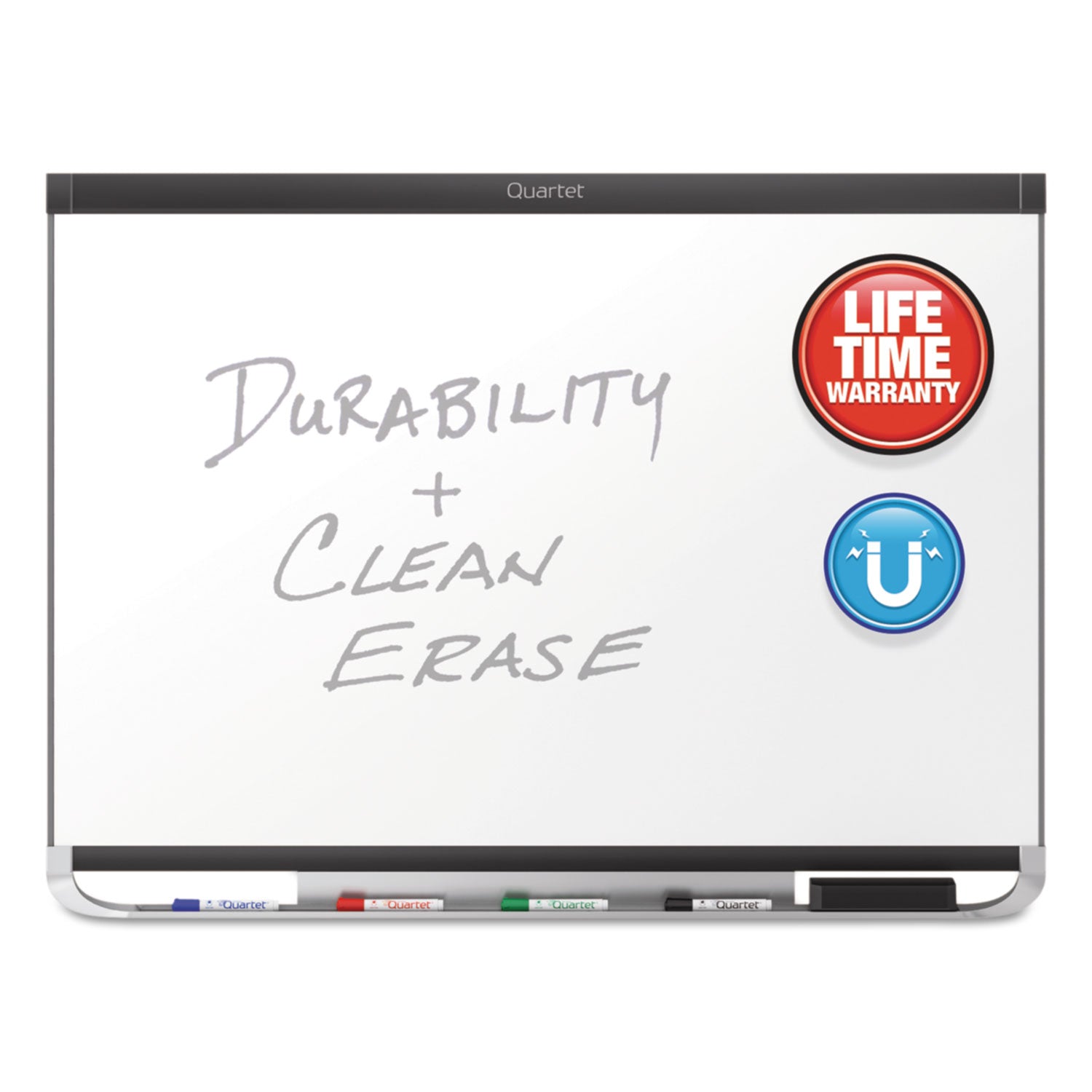 Quartet® Prestige 2 DuraMax Magnetic Porcelain, 96" x 48", White Surface, Graphite Gray Fiberboard/Plastic Frame