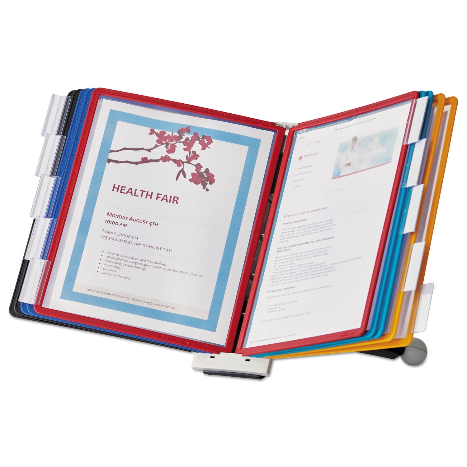 Durable® SHERPA Desk Reference System, 10 Panels, 10 x 5.63 x 13.88, Assorted Borders