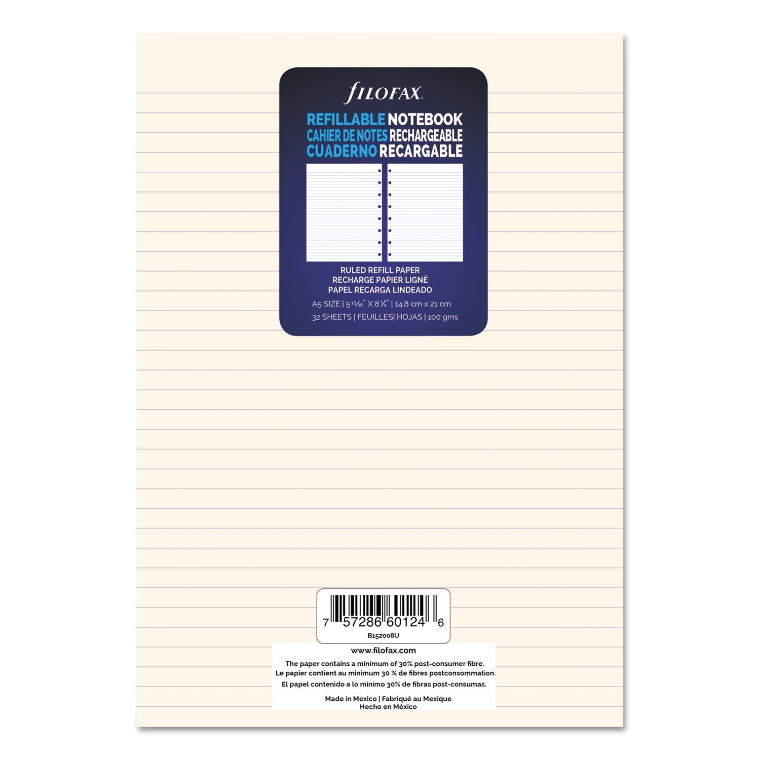 Filofax Notebook Refills | 8-Hole, 32-Pack