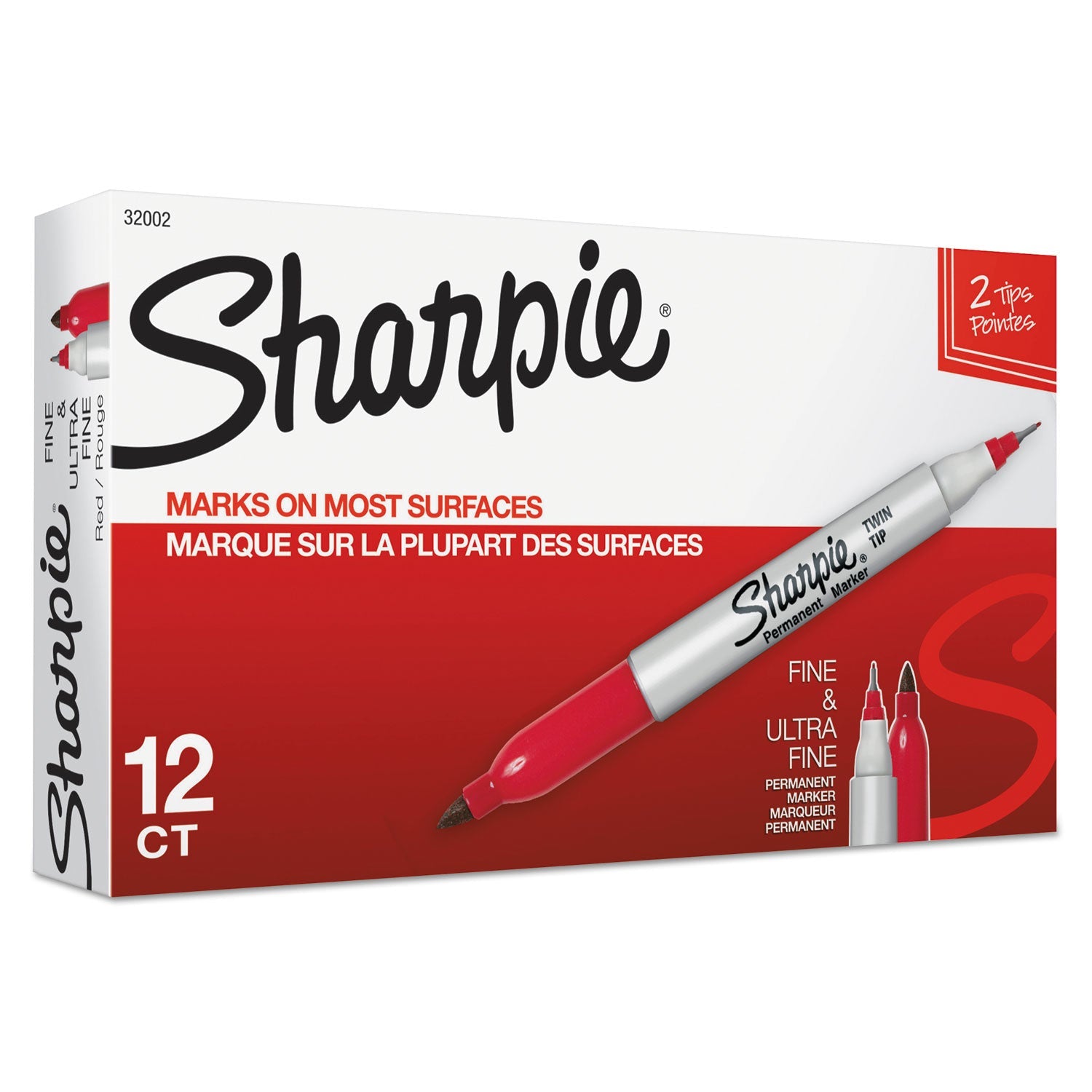 Twin-Tip Permanent Marker | Sharpie®, Red, Dozen