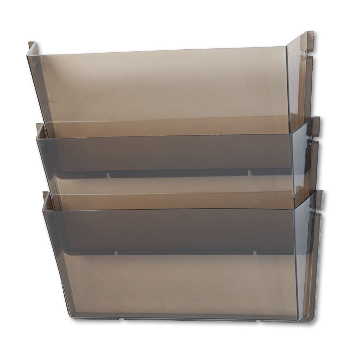 deflecto® Unbreakable DocuPocket Wall File, 3 Sections, Letter Size, 14.5" x 3" x 6.5", Smoke, 3/Pack