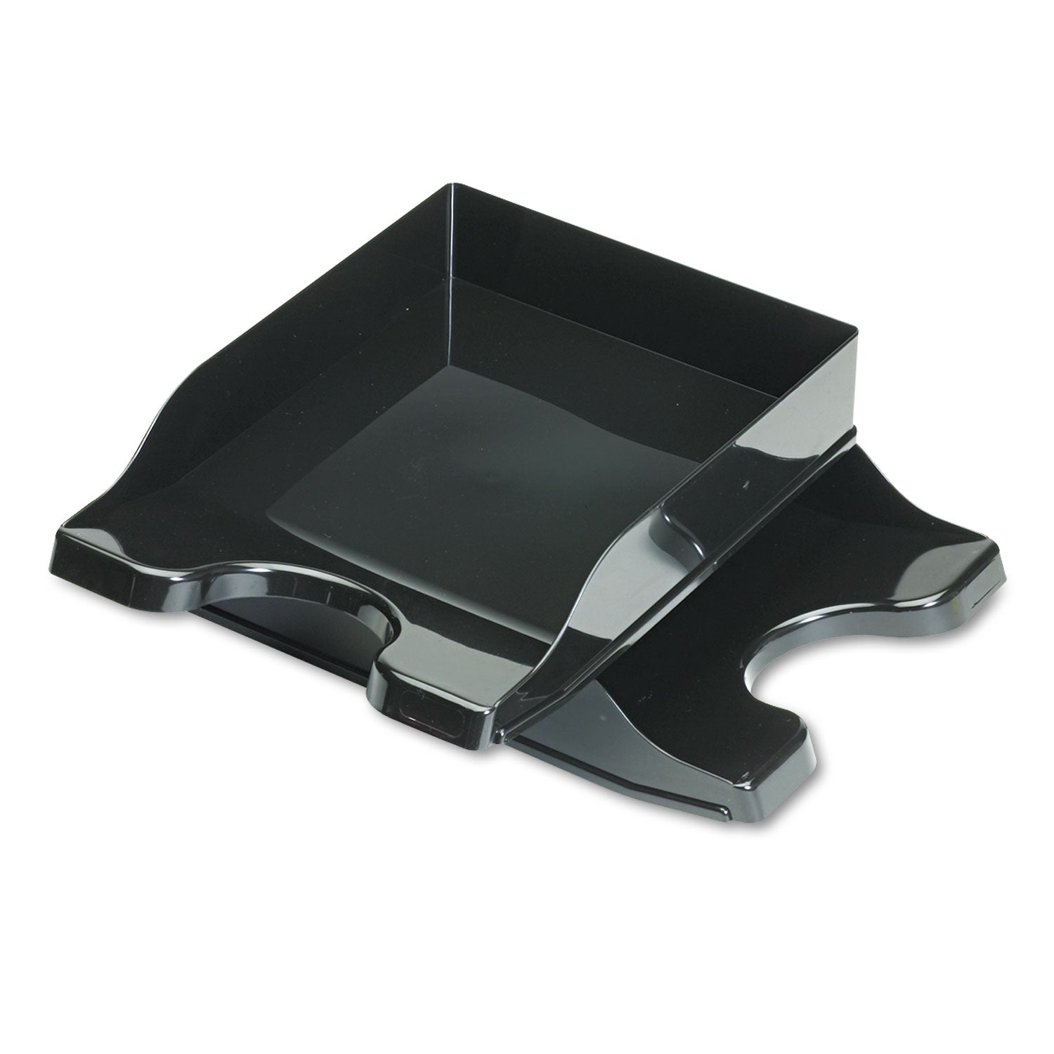 deflecto® Docutray Multi-Directional Stacking Tray Set, 2 Sections, Letter To Legal Size Files, 10.13" X 13.63" X 2.5", Black, 2/pack