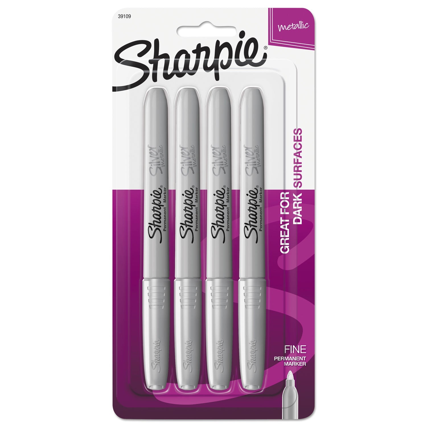 Metallic Permanent Markers | Silver, 4/Pack