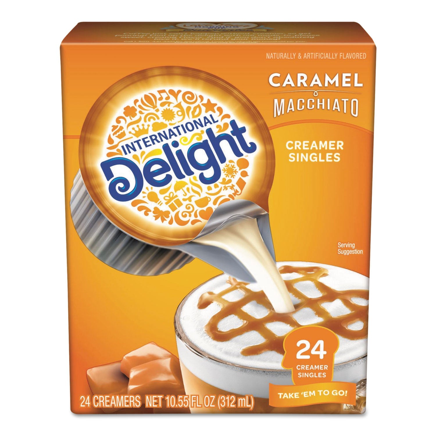 International Delight® Flavored Liquid Non-Dairy Coffee Creamer, Caramel Macchiato, 0.5 oz Mini Cups, 24/Box