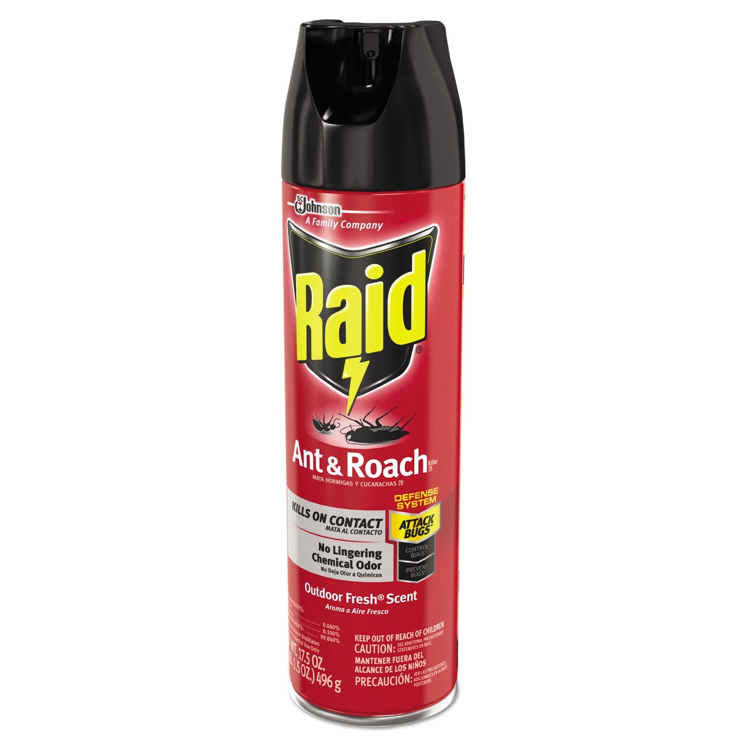 Raid® Ant and Roach Killer, 17.5 oz Aerosol Spray, Outdoor Fresh, 12/Carton
