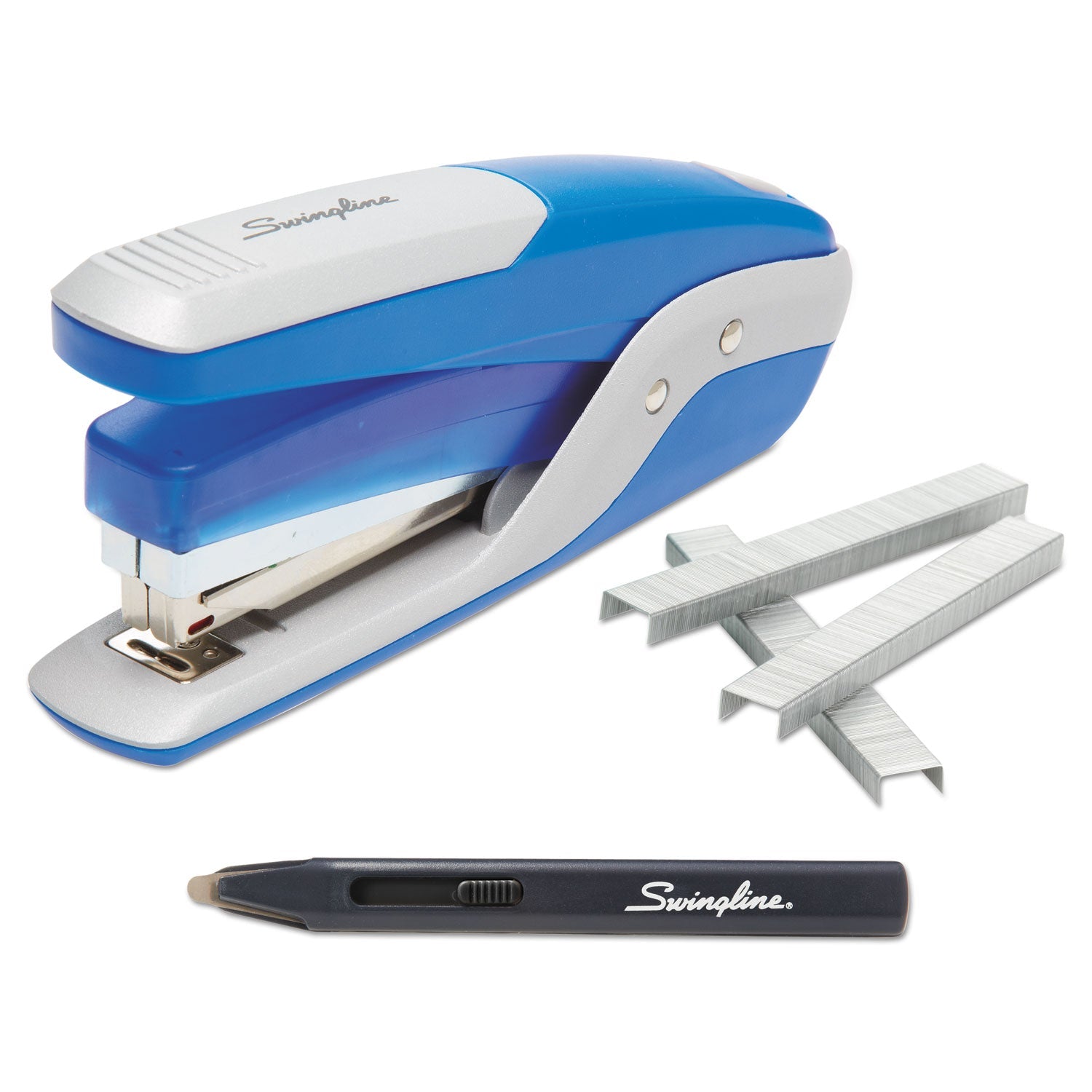 Swingline® Quick Touch Stapler Value Pack, 28-Sheet Capacity, Blue/silver