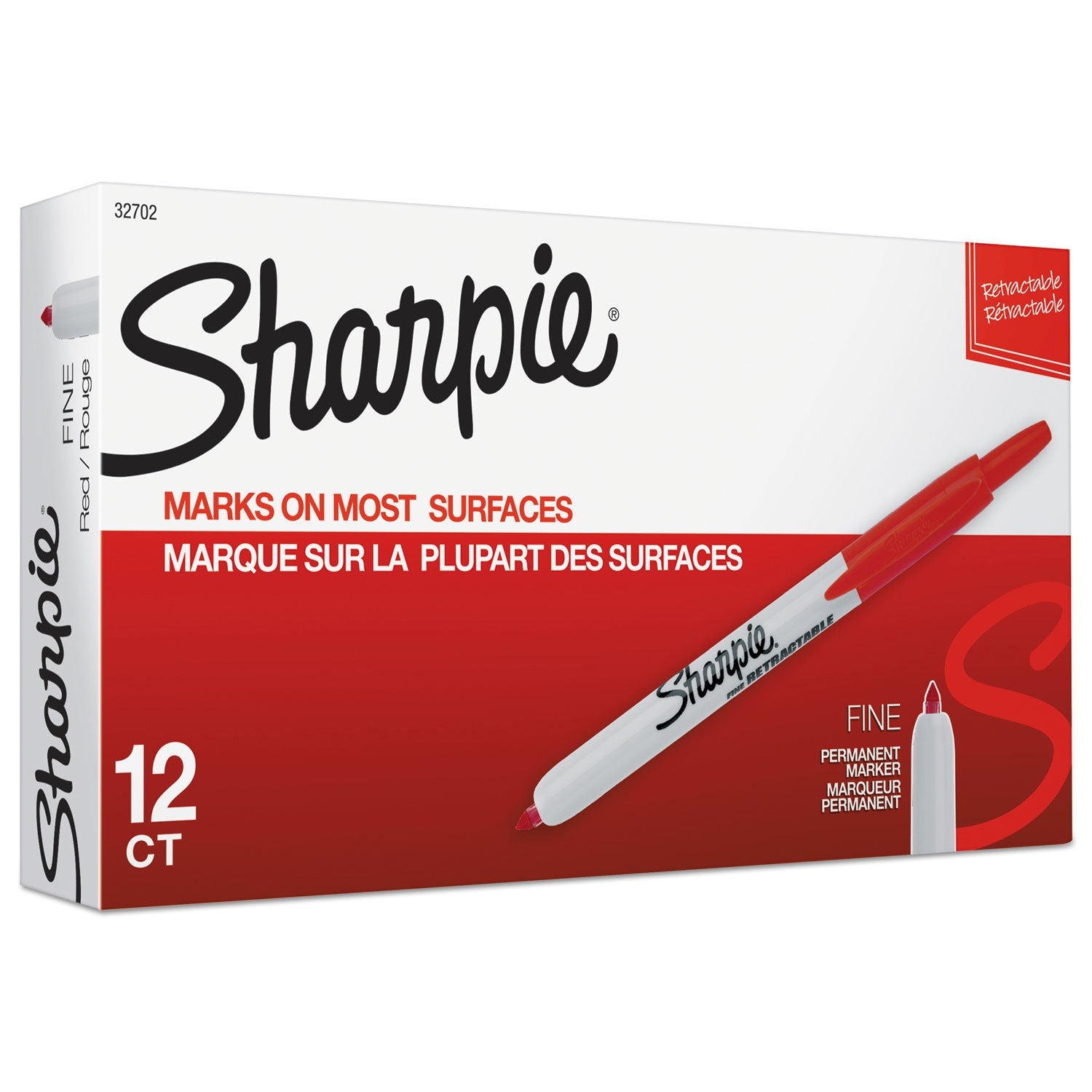 Retractable Permanent Marker | Fine Tip Red