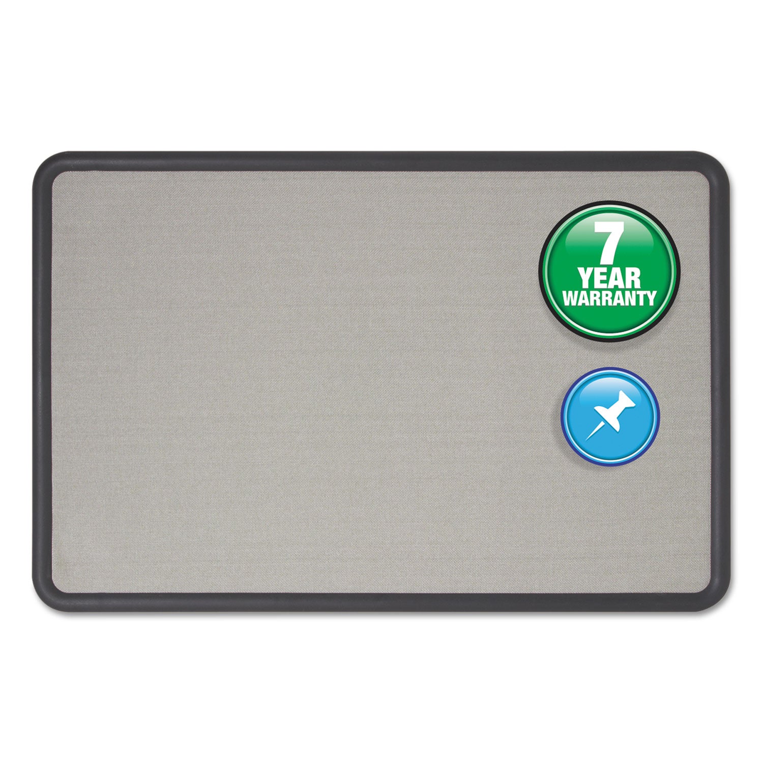 Quartet® Contour Fabric Bulletin Board, 36" x 24", Gray Surface, Black Plastic Frame