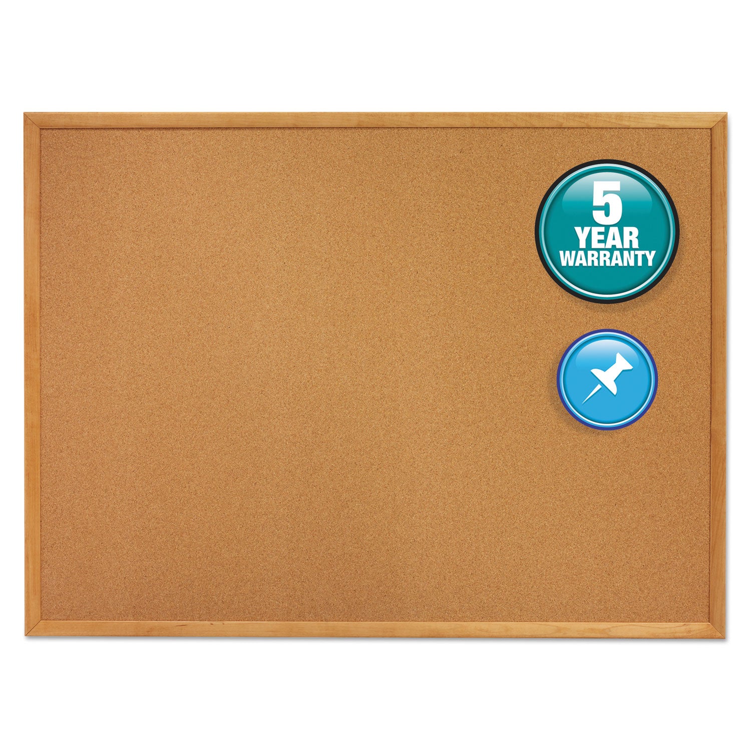 Quartet® Classic Series Cork Bulletin Board, 36" x 24", Tan Surface, Oak Finished Fiberboard (MDF) Frame