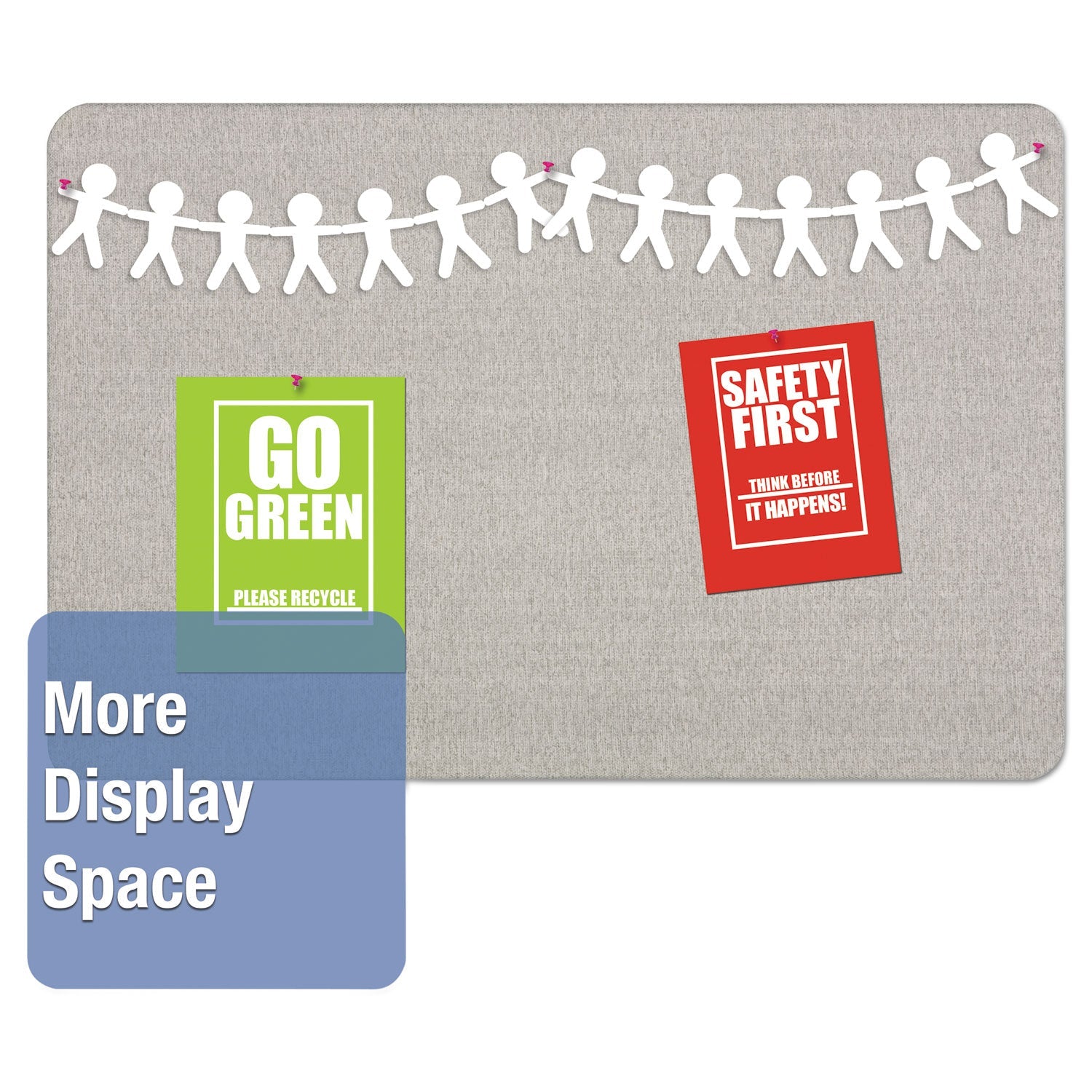 Quartet® Oval Office Fabric Board, 36" x 24", Gray Surface