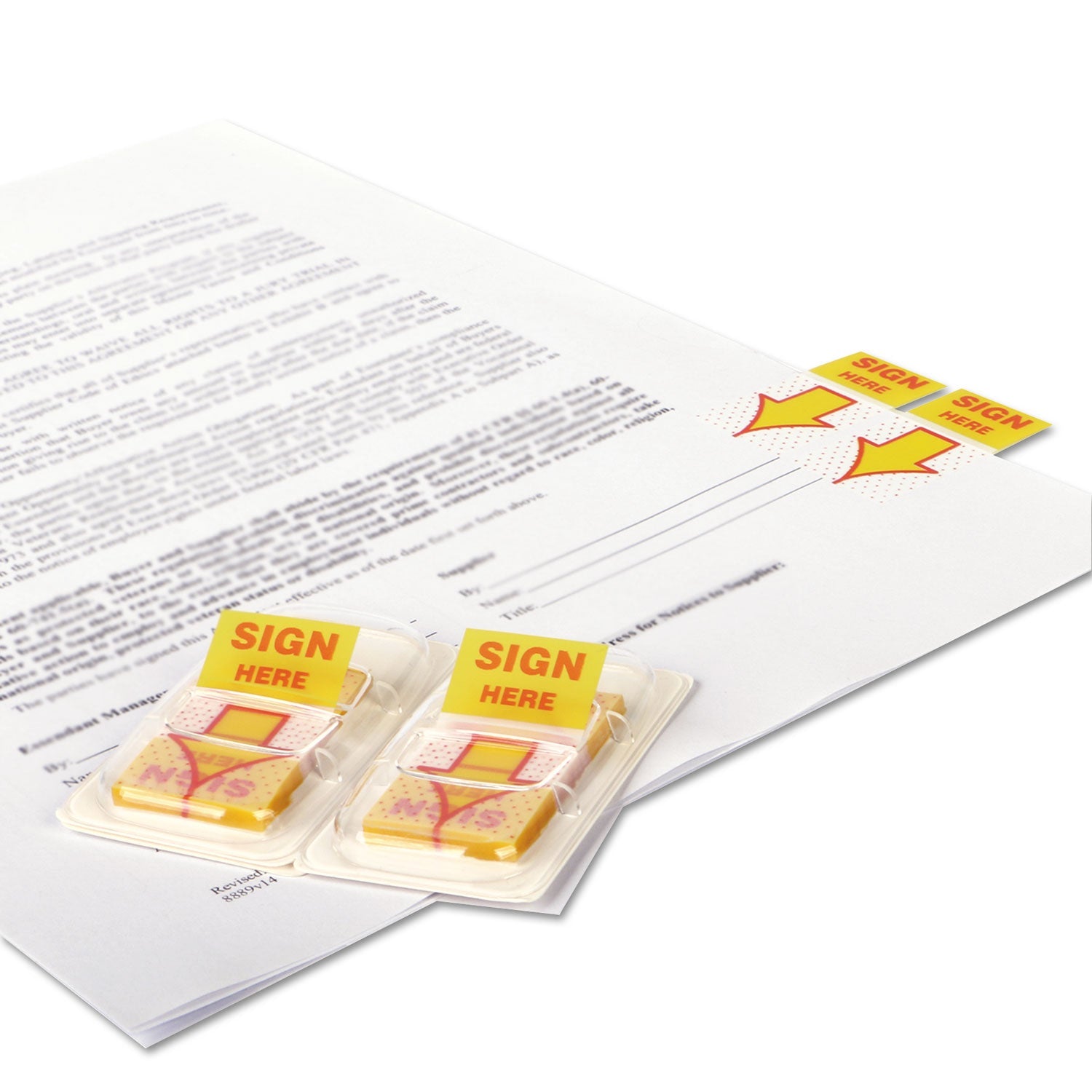 Universal® Deluxe Message Arrow Flags, "sign Here", Yellow, 500/pack