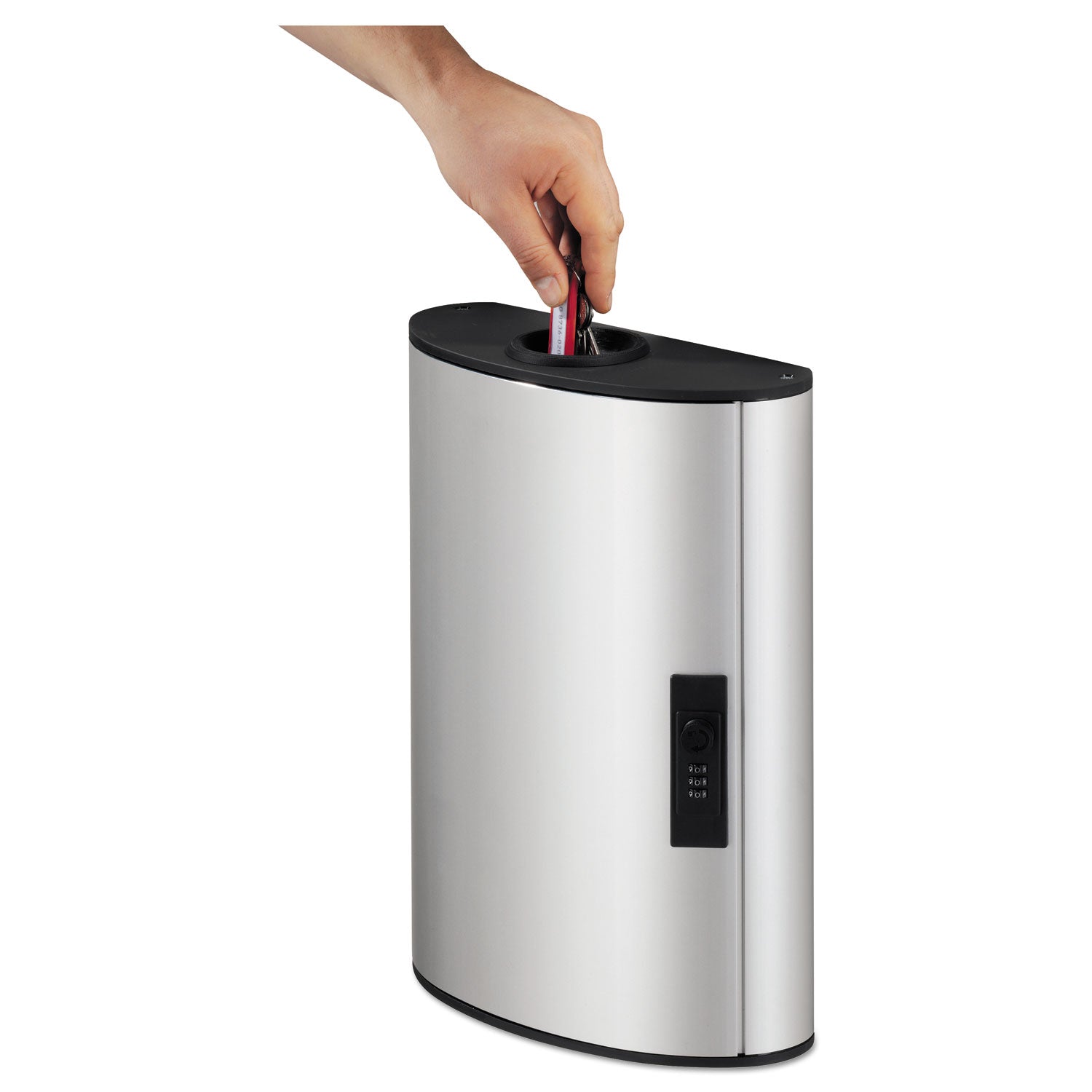 Durable® Key Box Plus, 54-Key, Brushed Aluminum, Silver, 11.75 x 4.63 x 15.75