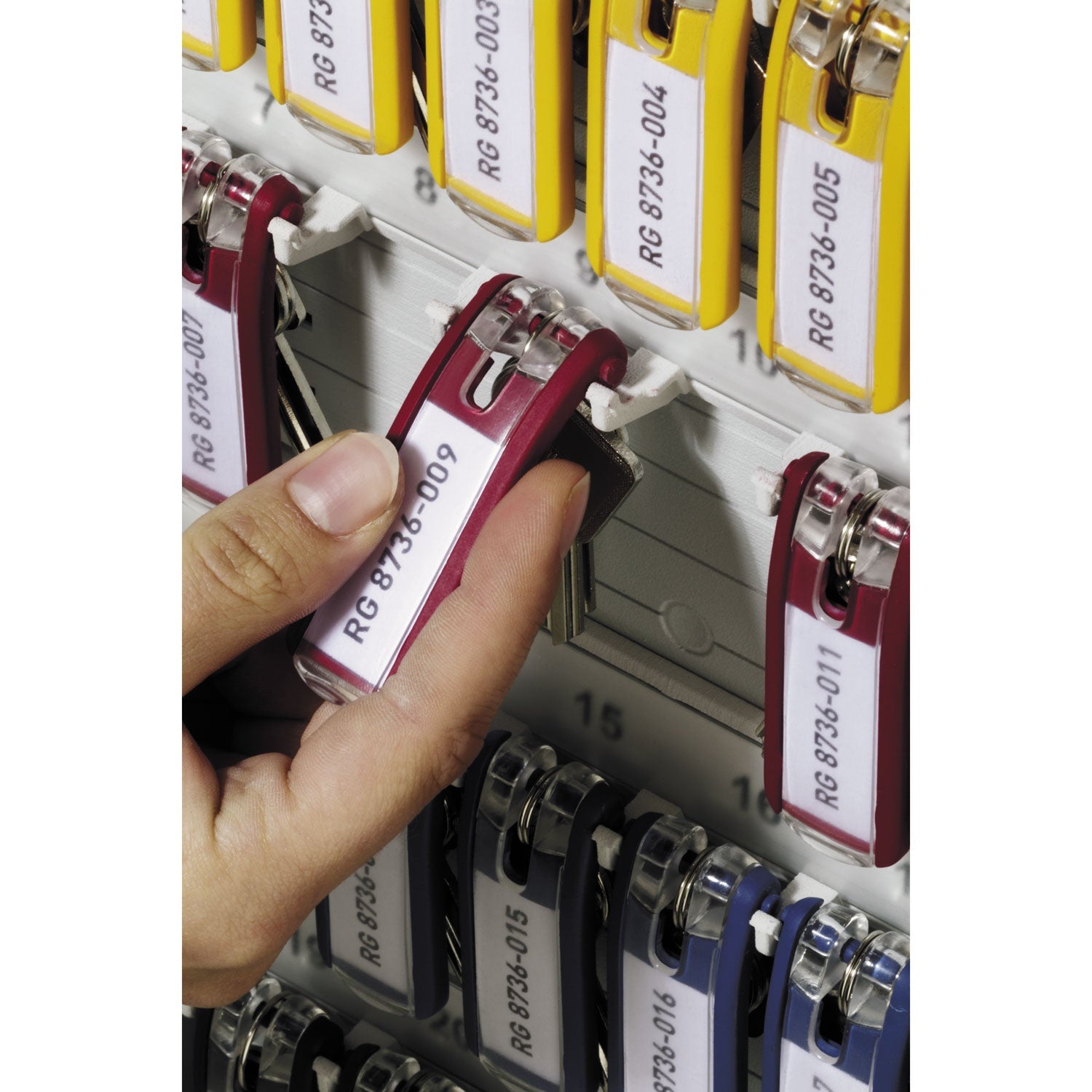Durable® Locking Key Cabinet, 72-Key, Brushed Aluminum, Silver, 11.75 x 4.63 x 15.75