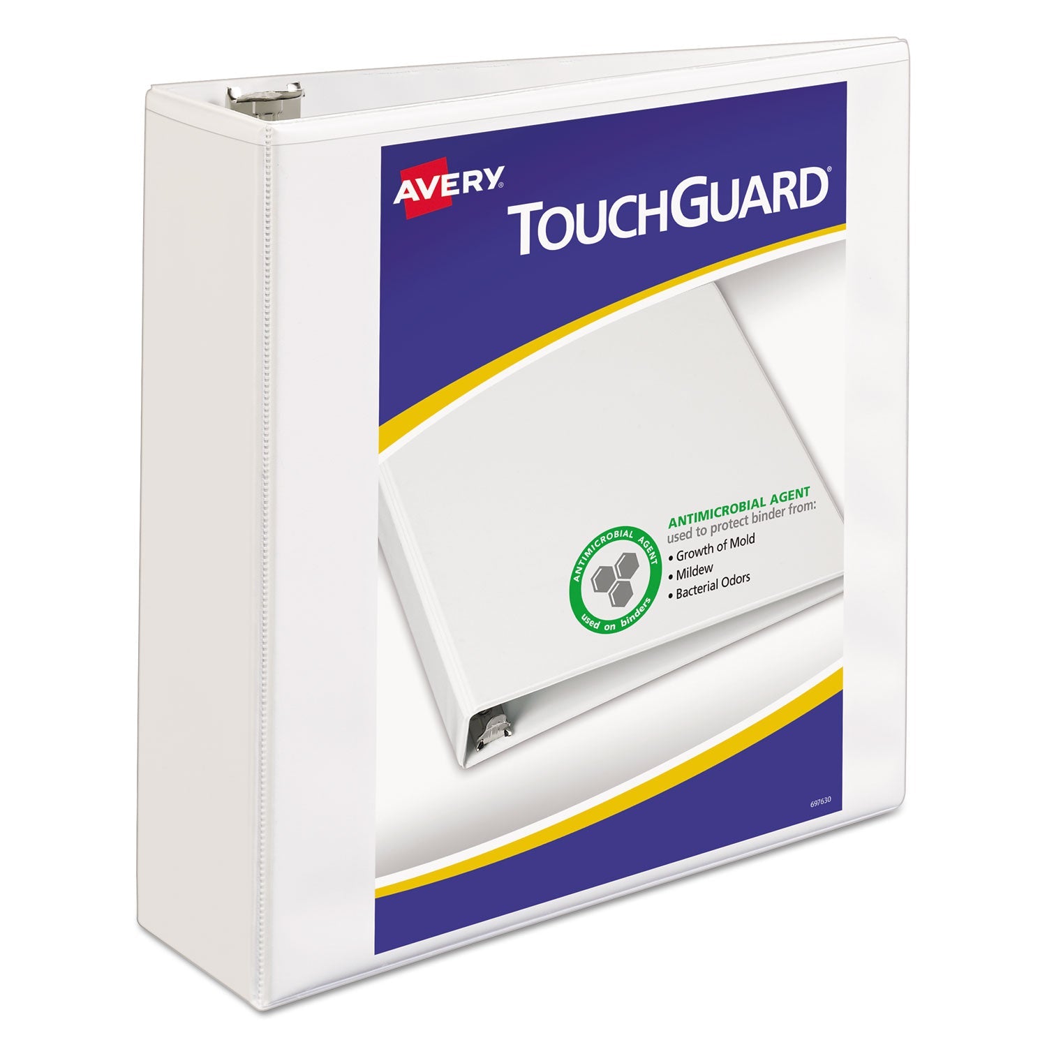 Avery® Touchguard Protection Heavy-Duty View Binders With Slant Rings, 3 Rings, 3" Capacity, 11 X 8.5, White