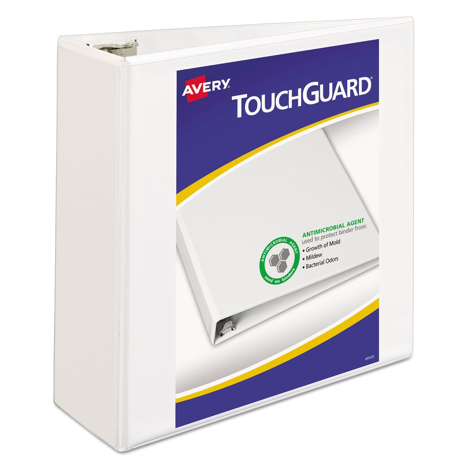 Touchguard Heavy-Duty View Binder | White, 4" Ring