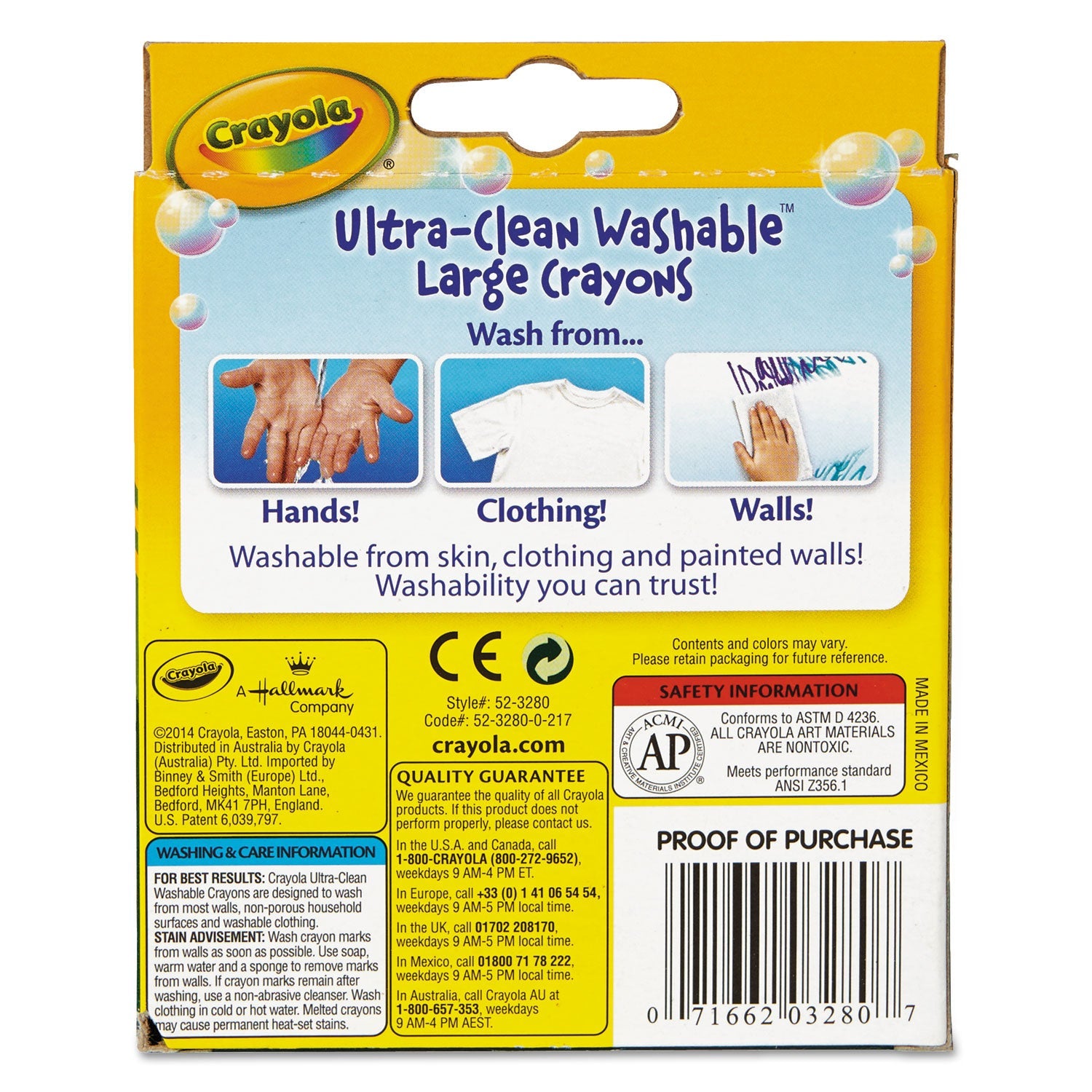 Crayola® Ultra-Clean Washable Crayons, Large, 8 Colors/box