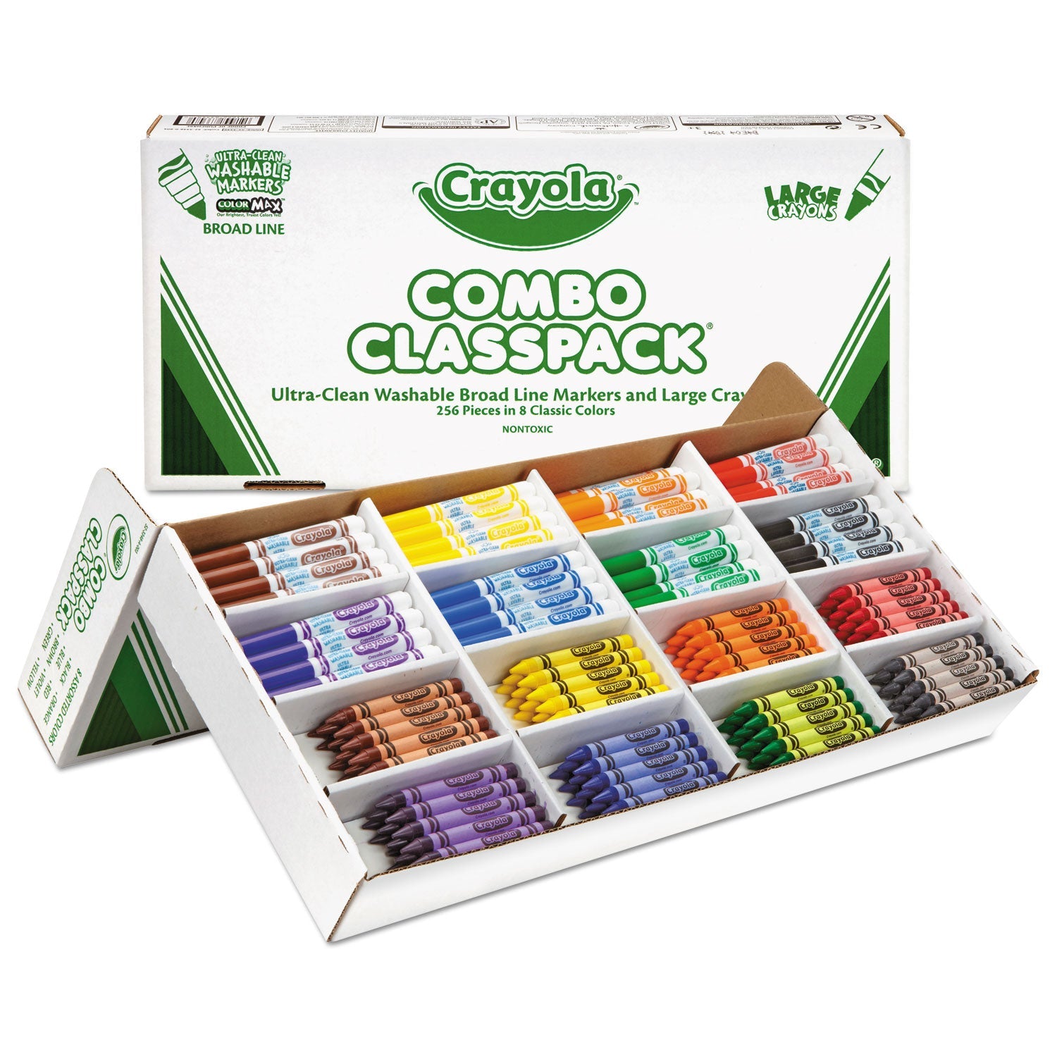 Crayola® Crayon And Ultra-Clean Washable Marker Classpack, 8 Colors, 128 Each Crayons/markers, 256/box