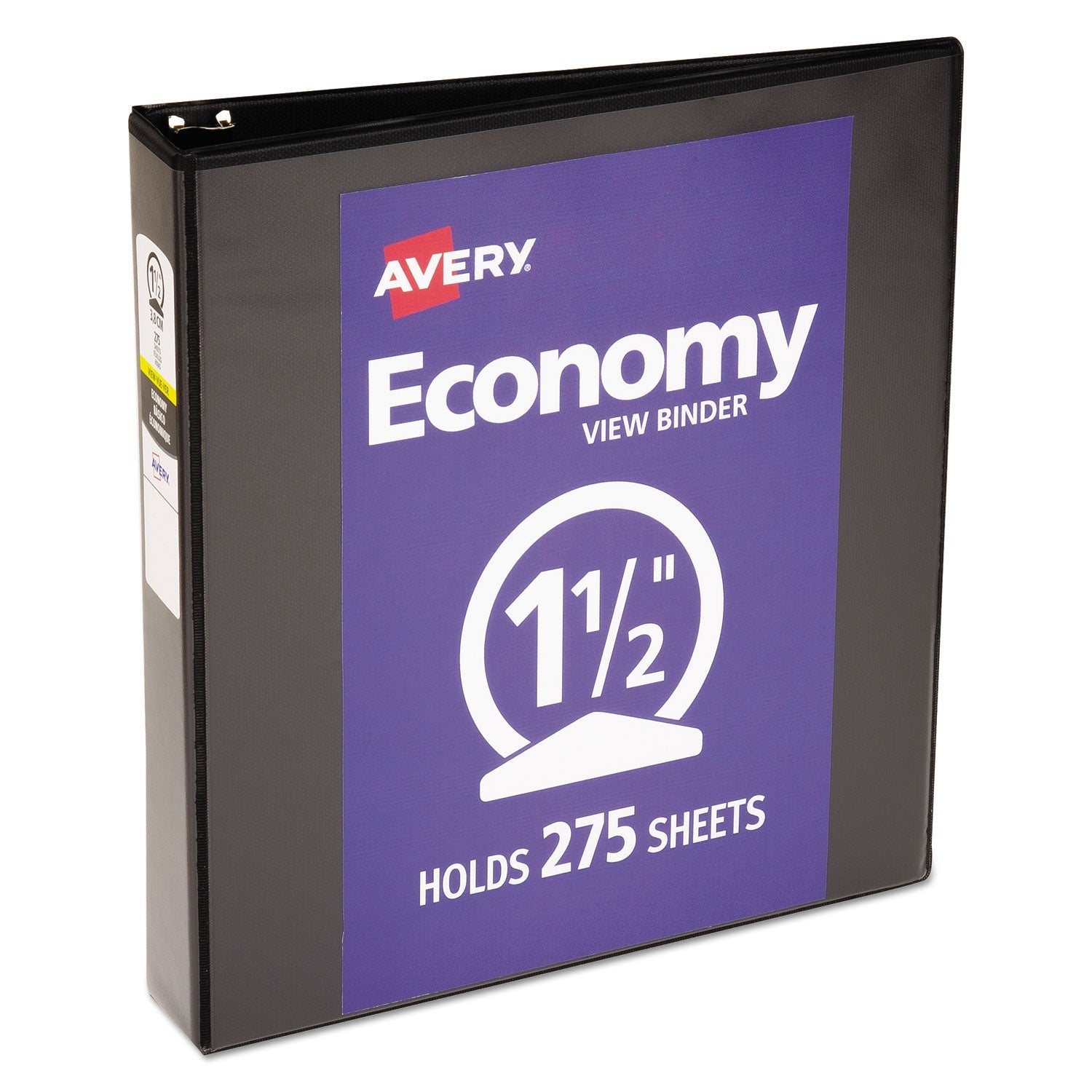Avery® Economy View Binder With Round Rings , 3 Rings, 1.5" Capacity, 11 X 8.5, Black, (5725)