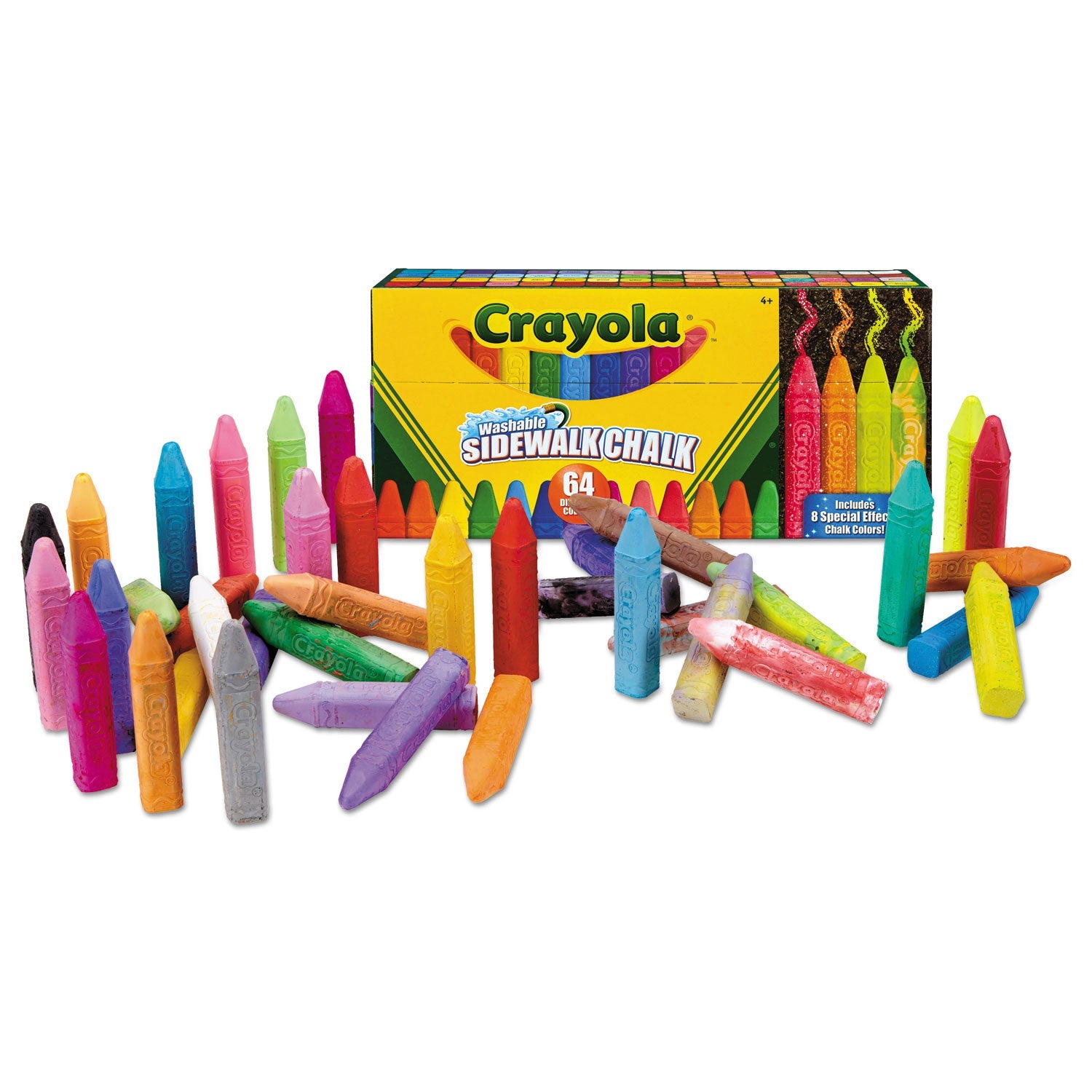 Crayola® Ultimate Sidewalk Chalk, 4" x 0.5" Diameter, 60 Assorted Colors, 64/Set