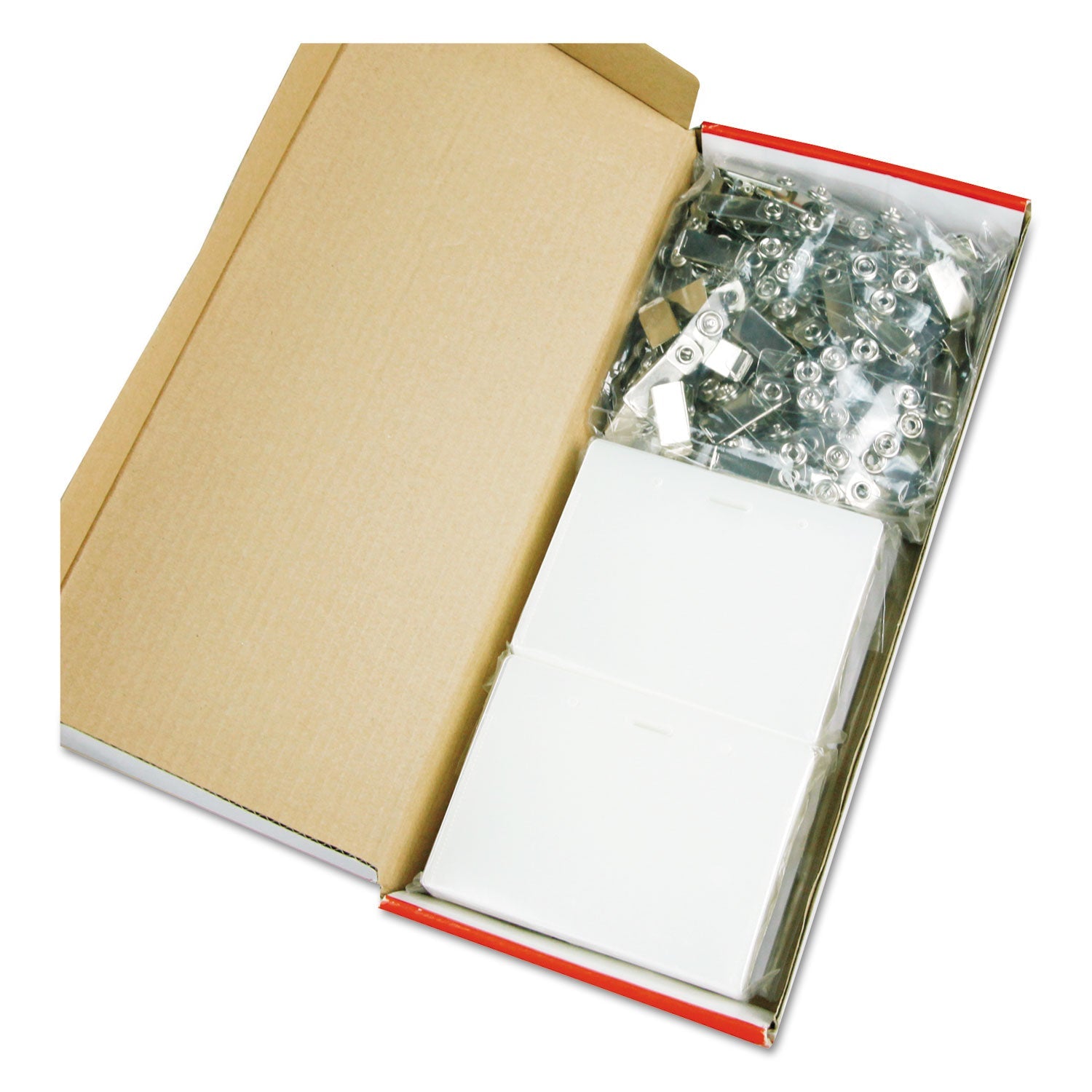Universal® Deluxe Clear Badge Holder W/garment-Safe Clips, 2.25 X 3.5, White Insert, 50/box