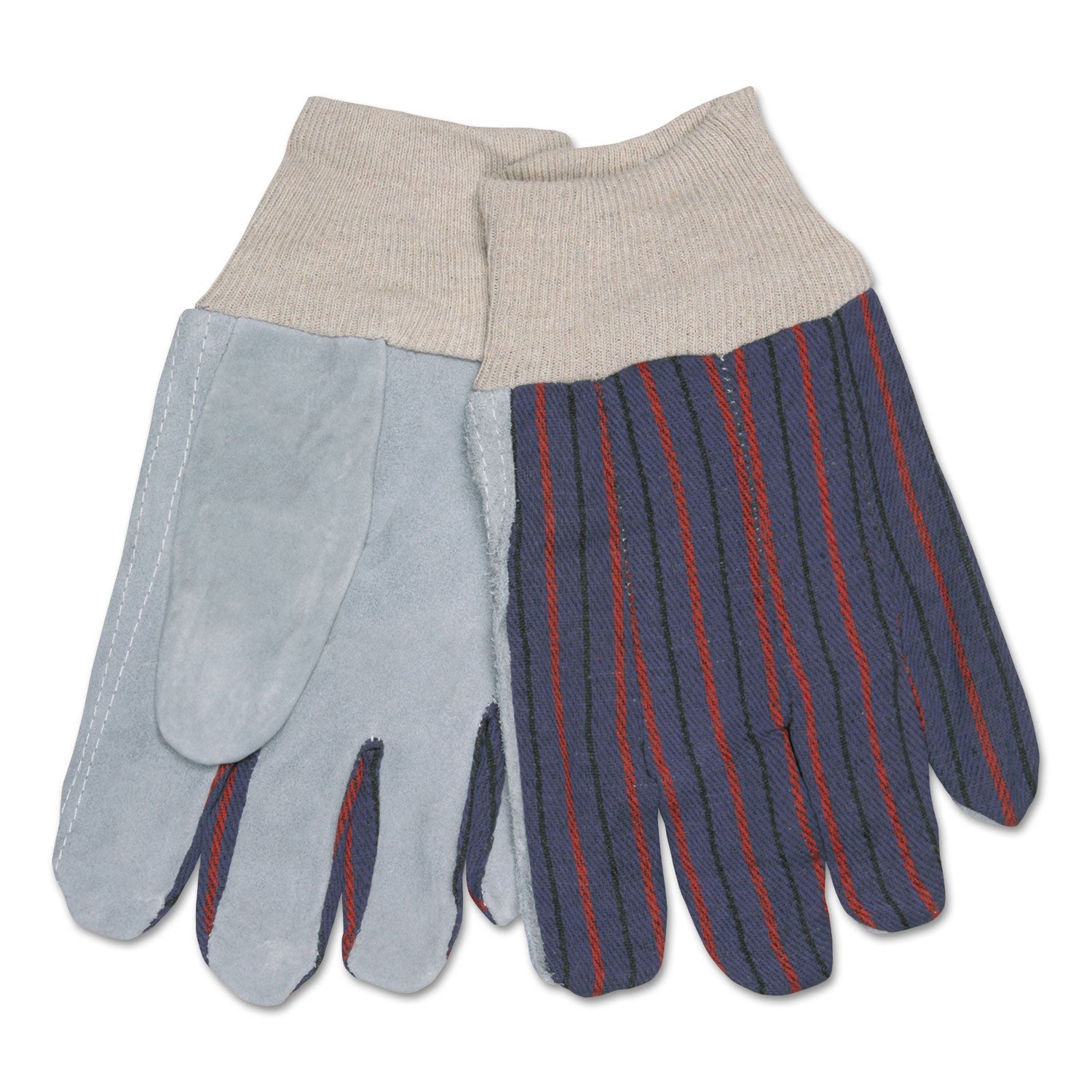 MCR™ Safety 1040 Leather Palm Glove, Gray/white, Large, Dozen