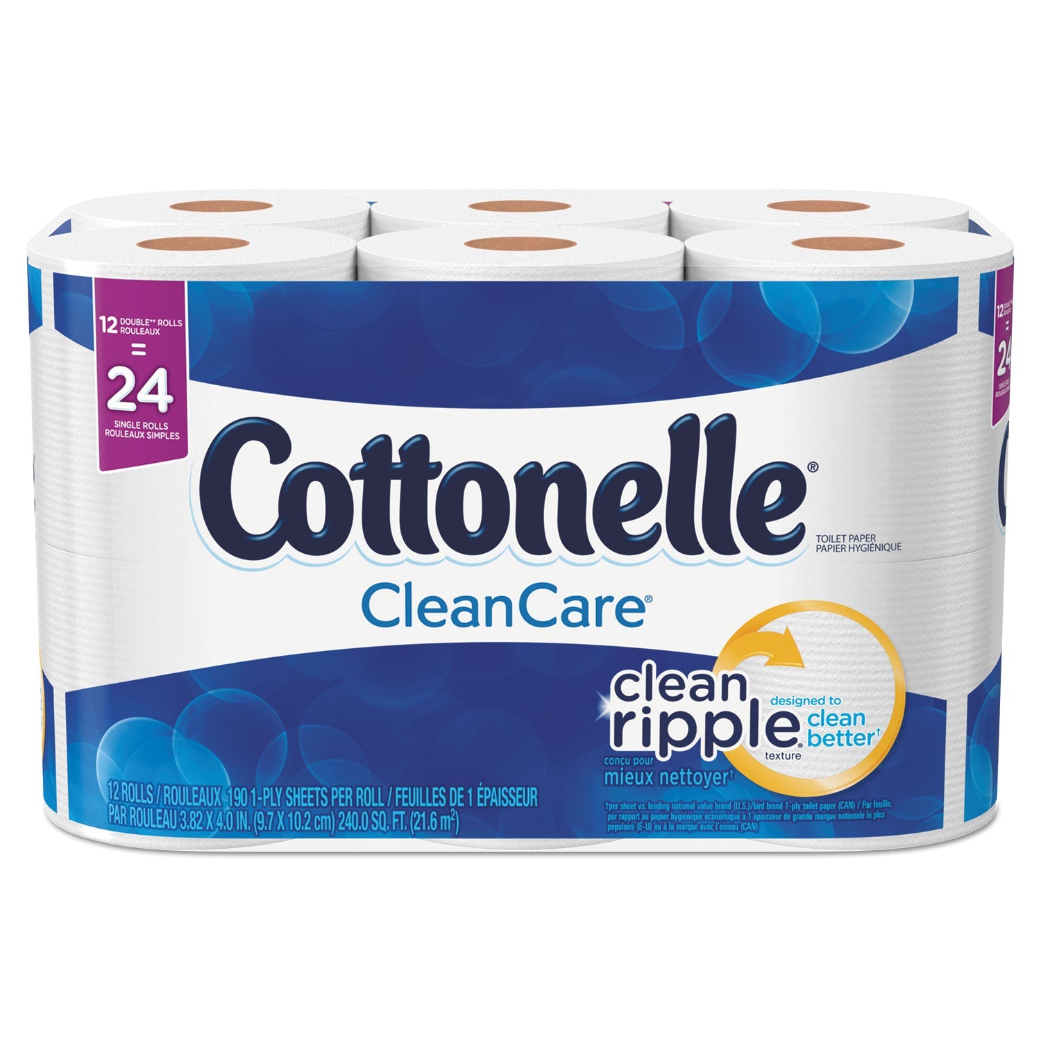 Cottonelle® Clean Care Bathroom Tissue, Septic Safe, 1-Ply, White, 170 Sheets/roll, 12 Rolls/pack