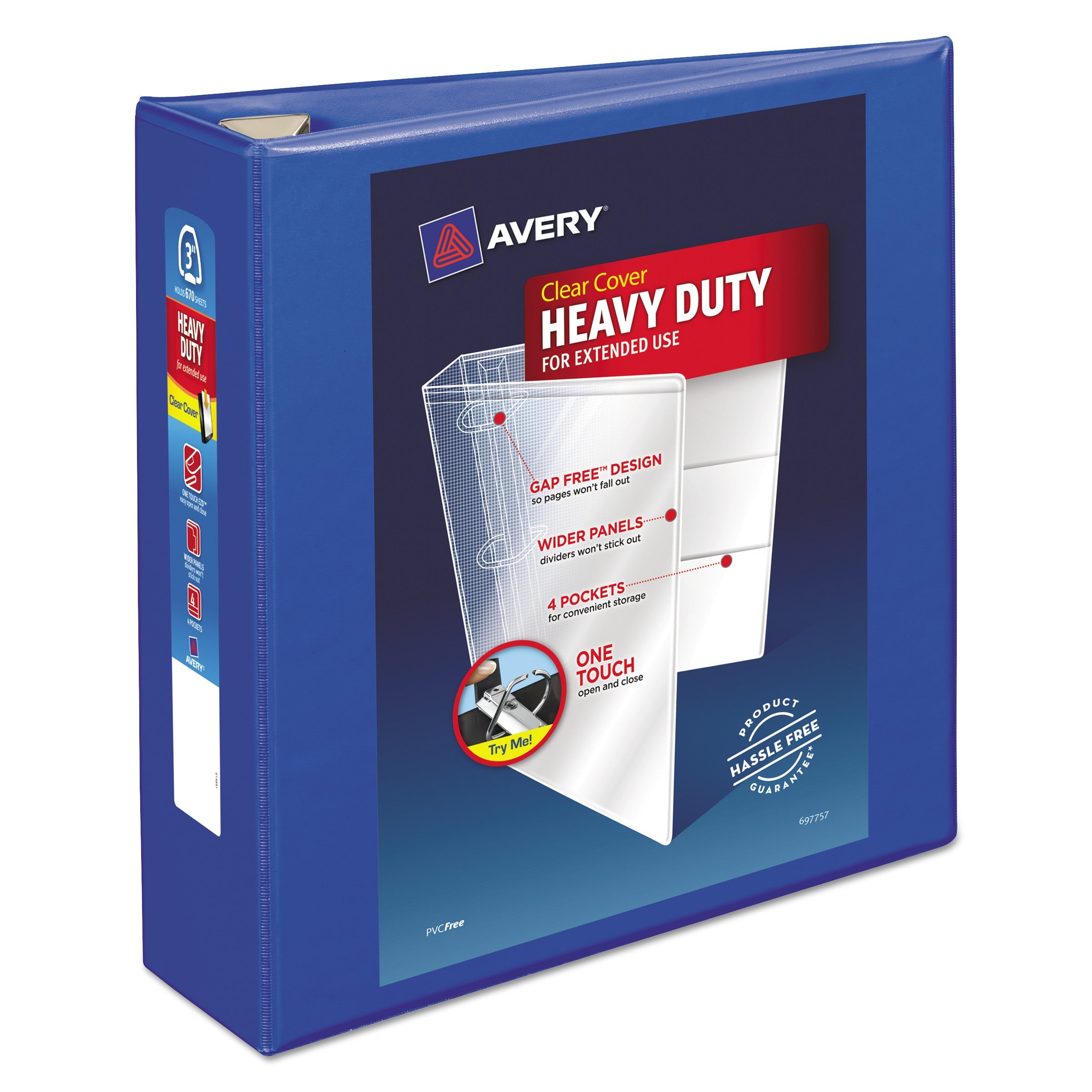 Heavy-Duty View Binder | 3" EZD Rings, Blue