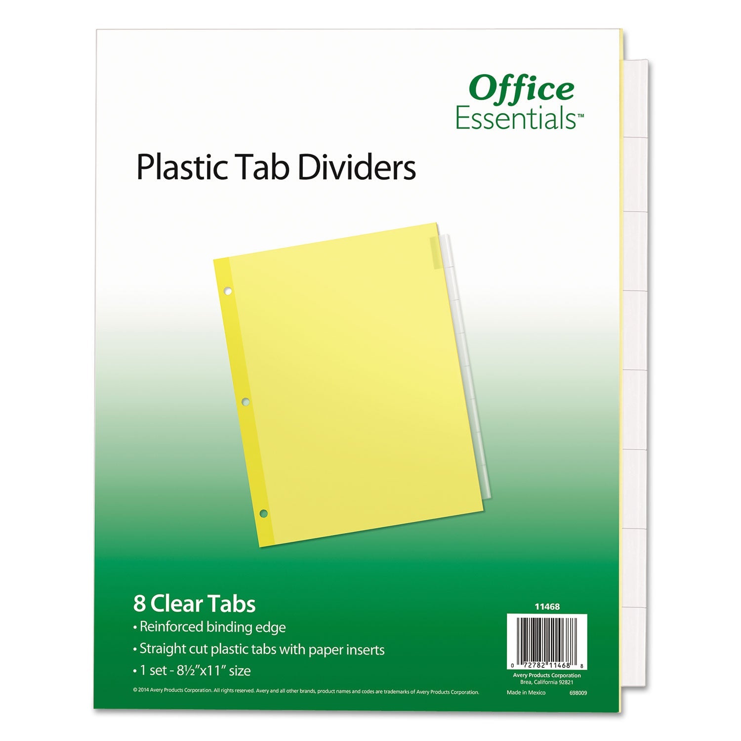 Plastic Insertable Dividers | 8-Tab | Clear